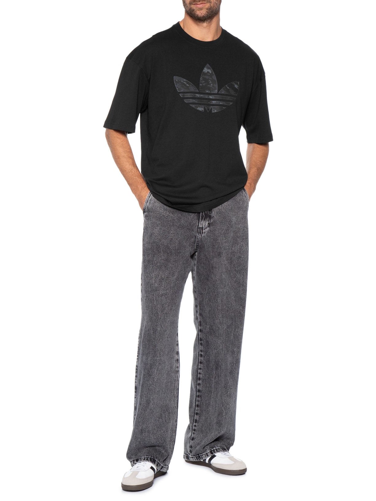 Camiseta Masculina Trefoil Camo Preto Adidas Originals
