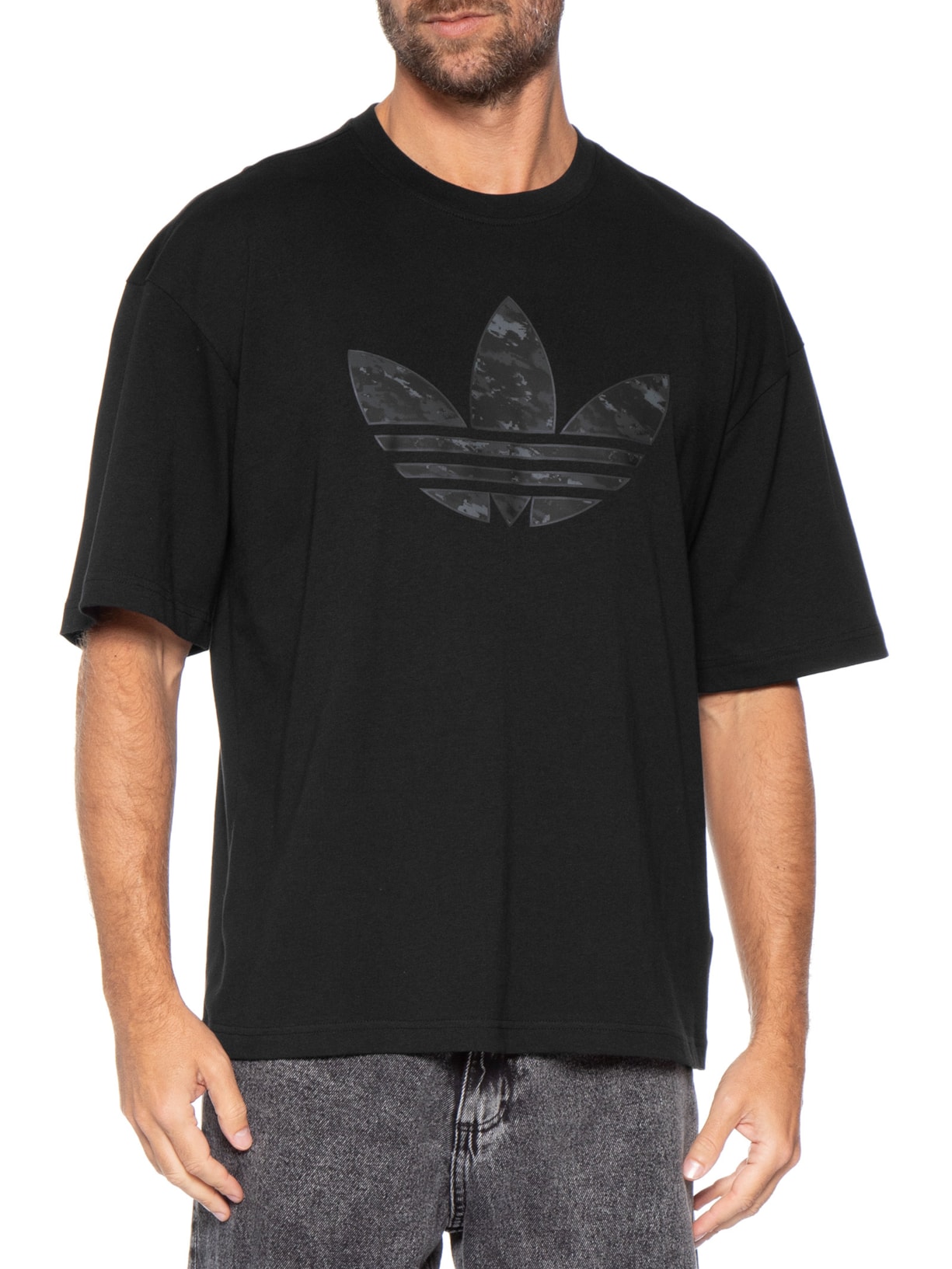 Camiseta Masculina Trefoil Camo Preto Adidas Originals