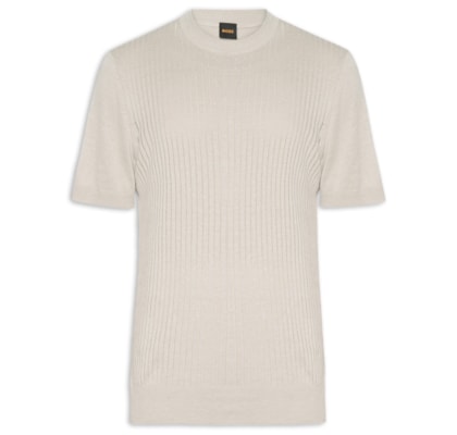Camiseta Masculina Tricô de Linho Misto Ajordino - Bege