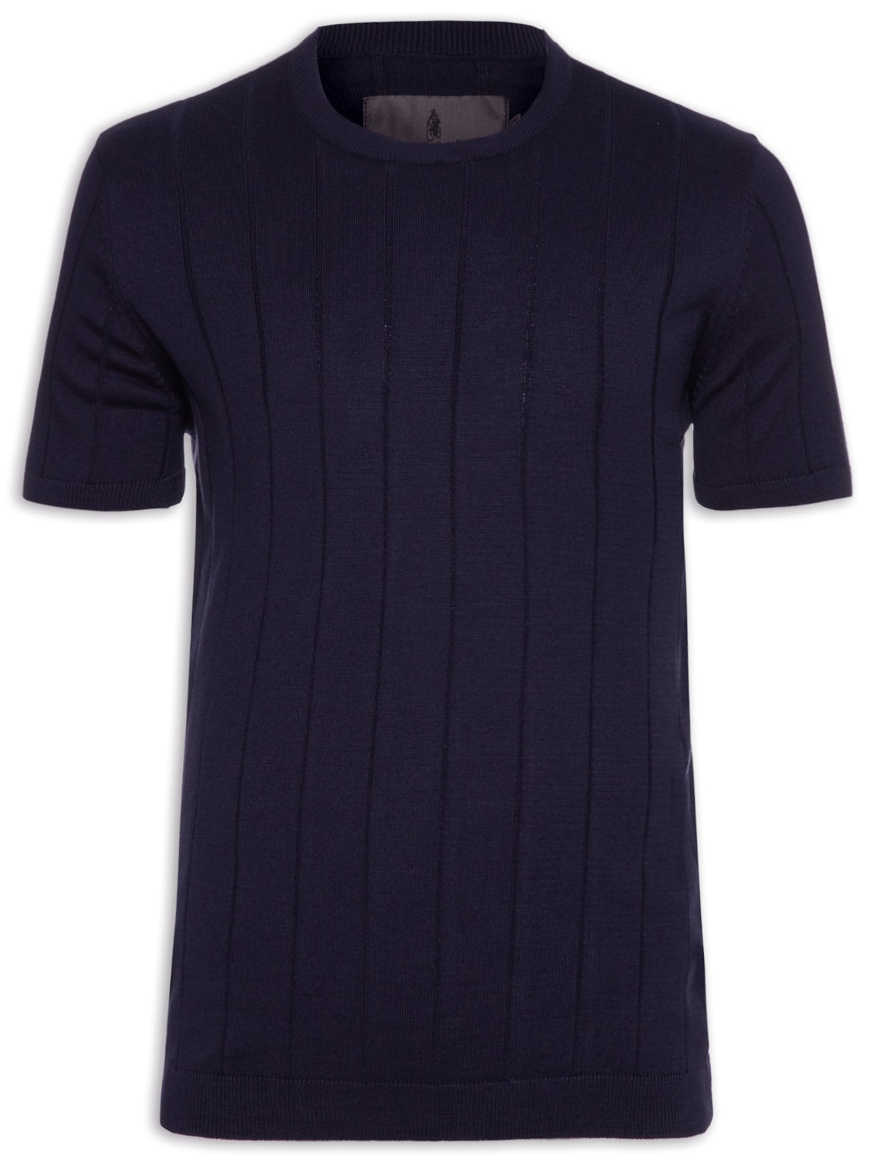 Camiseta Masculina Tricot Canelado Manga Curta - Azul