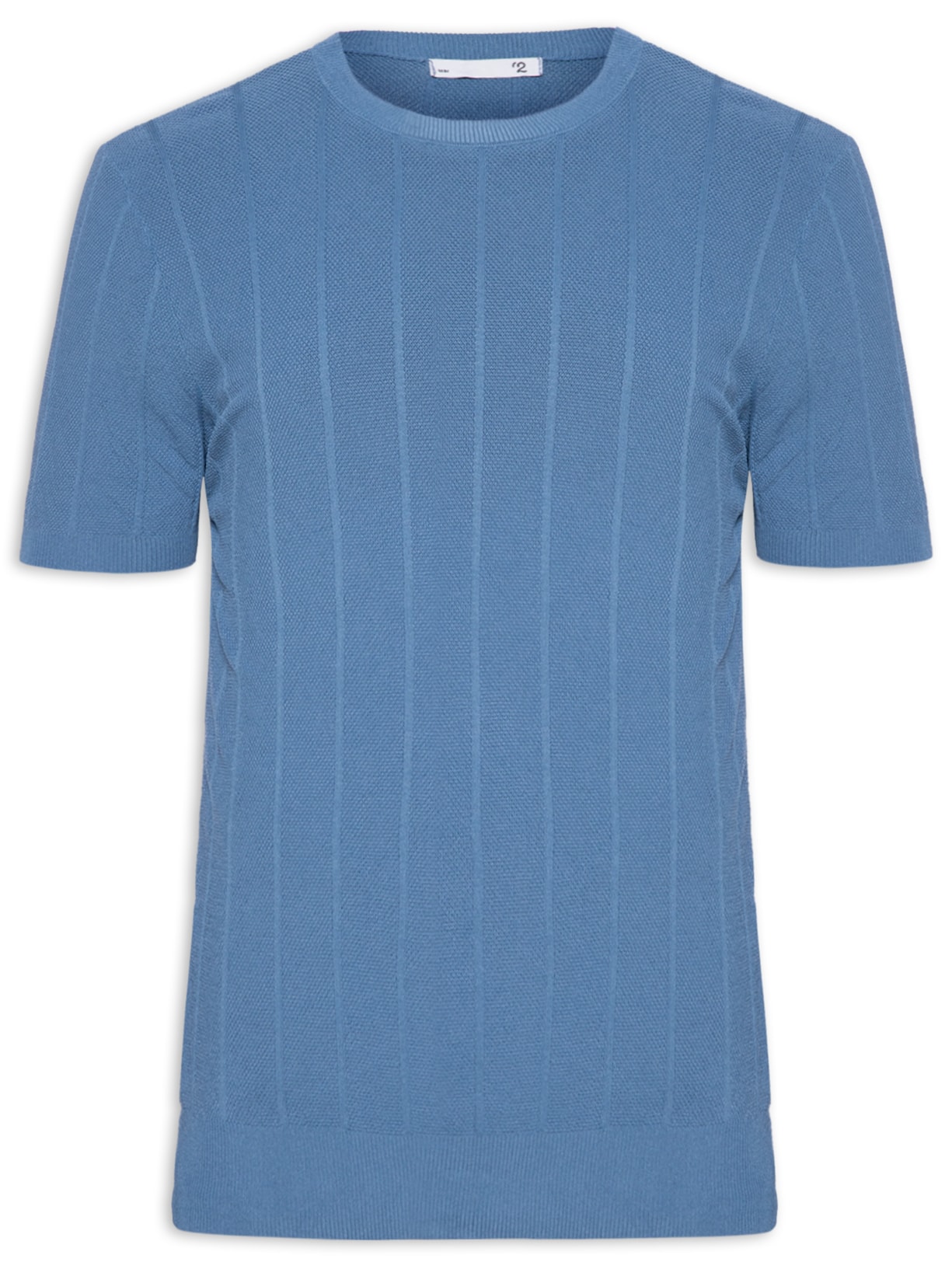Camiseta Masculina Tricot Com Textura - Azul