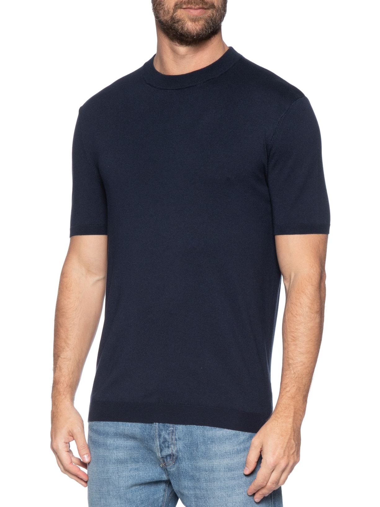 Camiseta Masculina Tricot Isla Manga Curta Azul Oficina Reserva