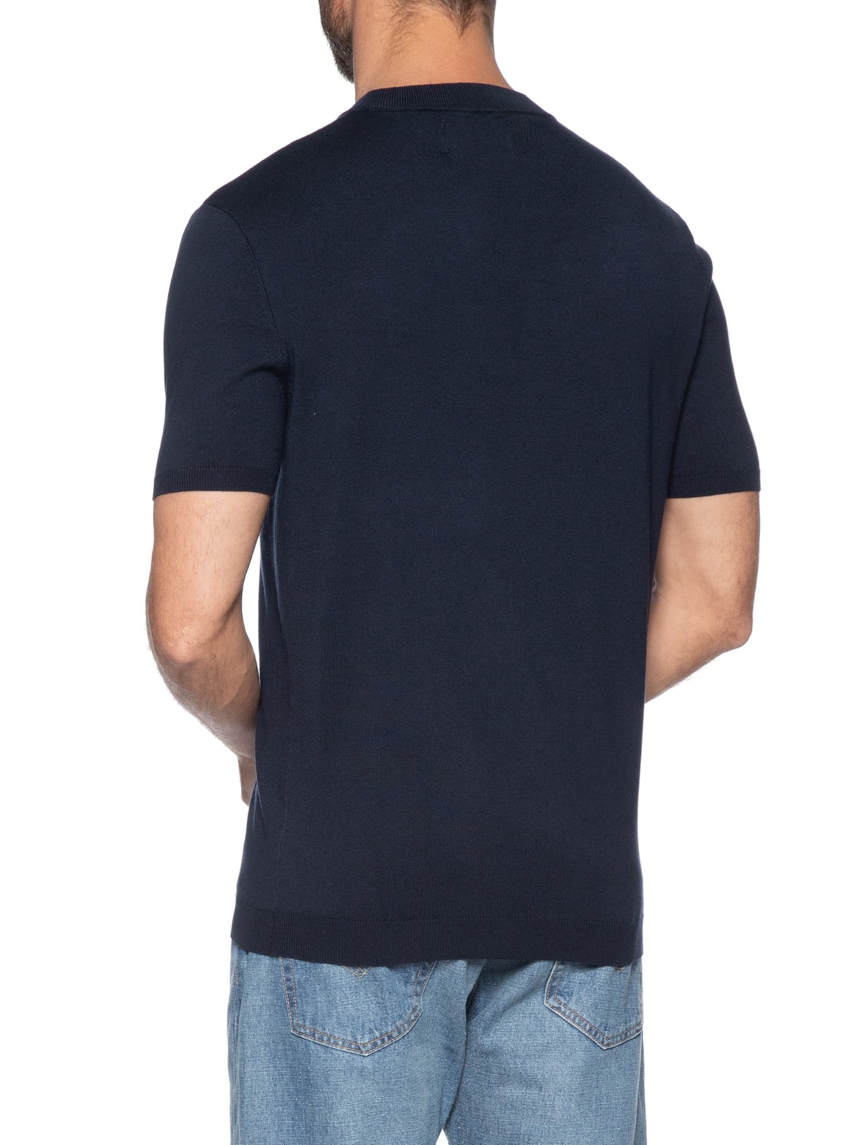 Camiseta Masculina Tricot Isla Manga Curta Azul Oficina Reserva