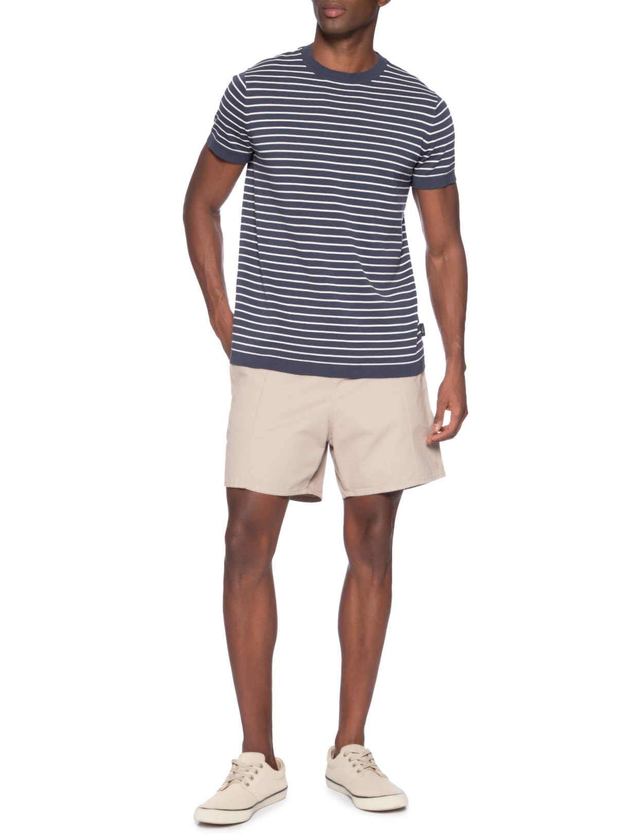 Camiseta Masculina Tricot Listra Viena Azul Foxton