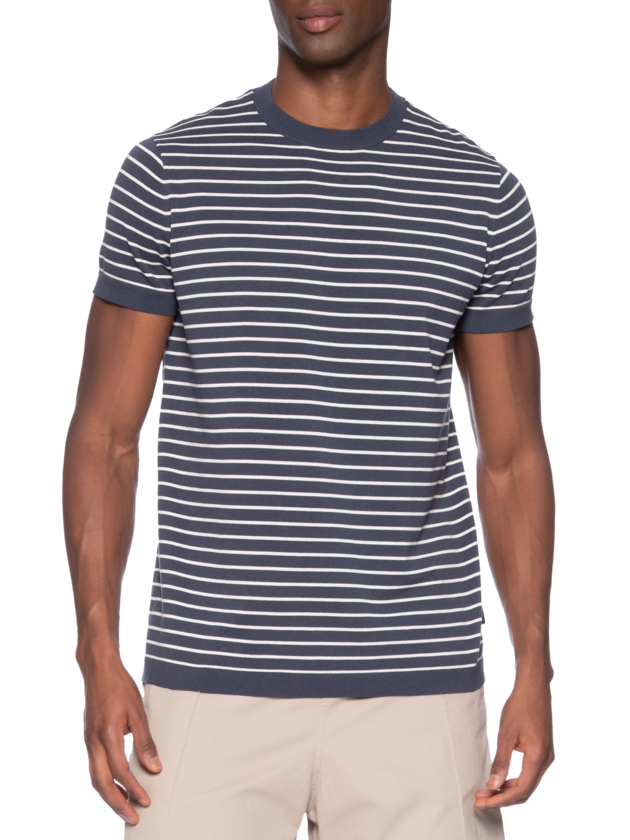 Camiseta Masculina Tricot Listra Viena Azul Foxton