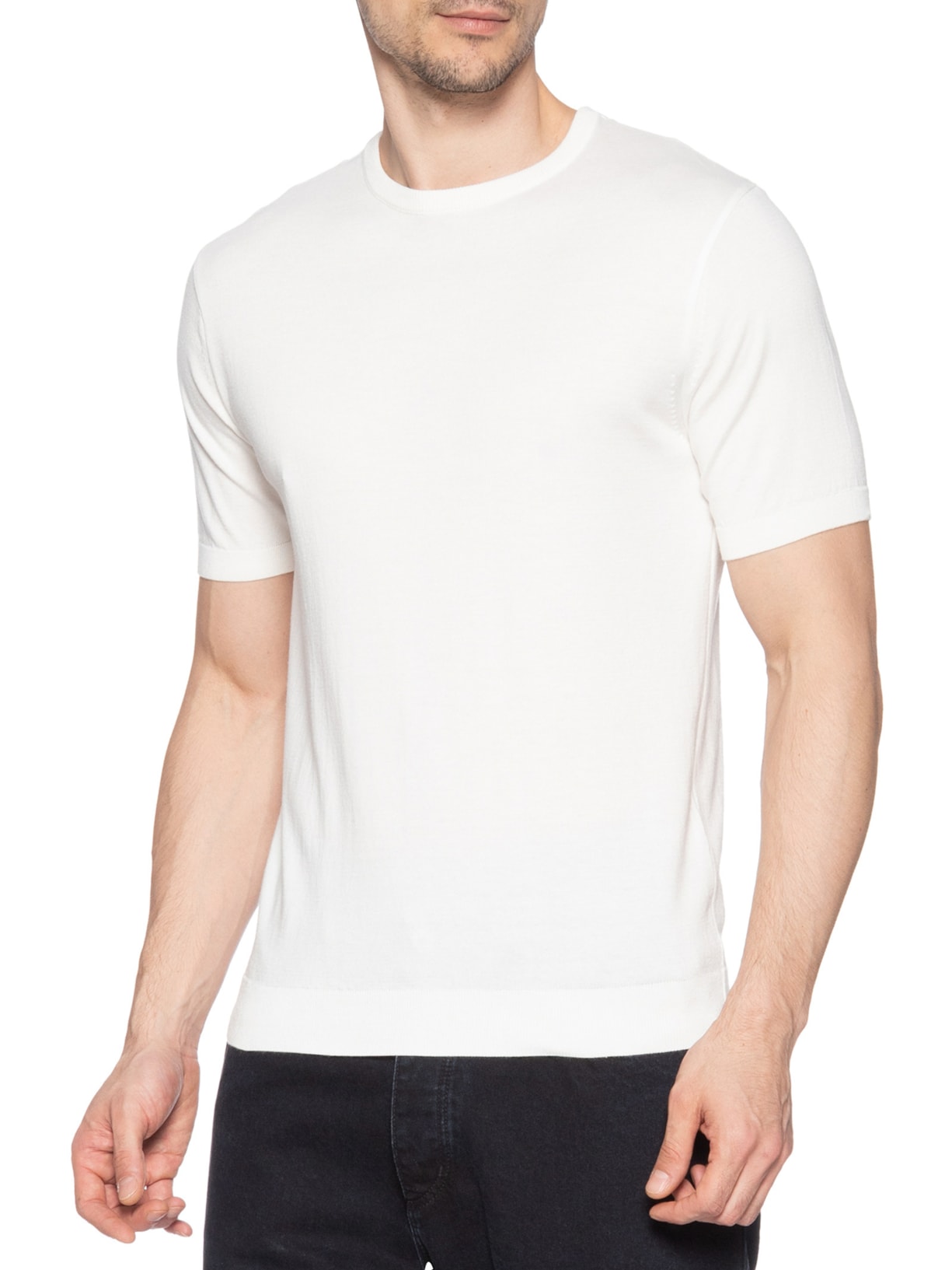 Camiseta Masculina Tricot Mc Careca Branco Paramount Alfaiataria
