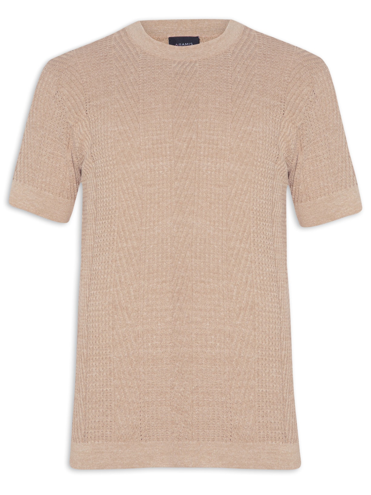 Camiseta Masculina Tricot Mc Mix Jacquard - Bege