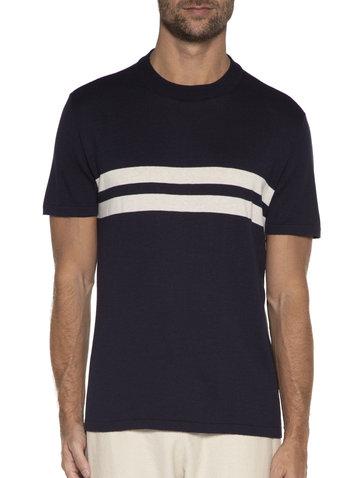 Camiseta Masculina Tricot Naval Azul Marinho Foxton