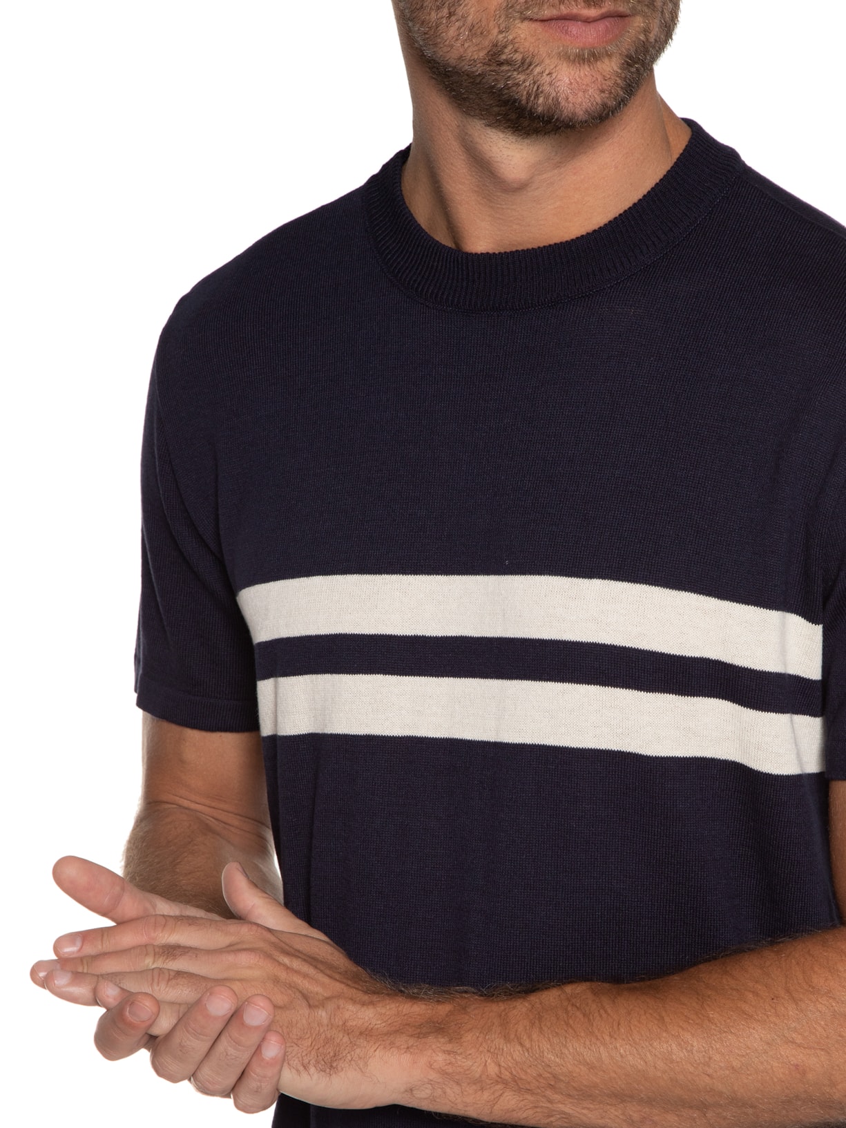 Camiseta Masculina Tricot Naval Azul Marinho Foxton