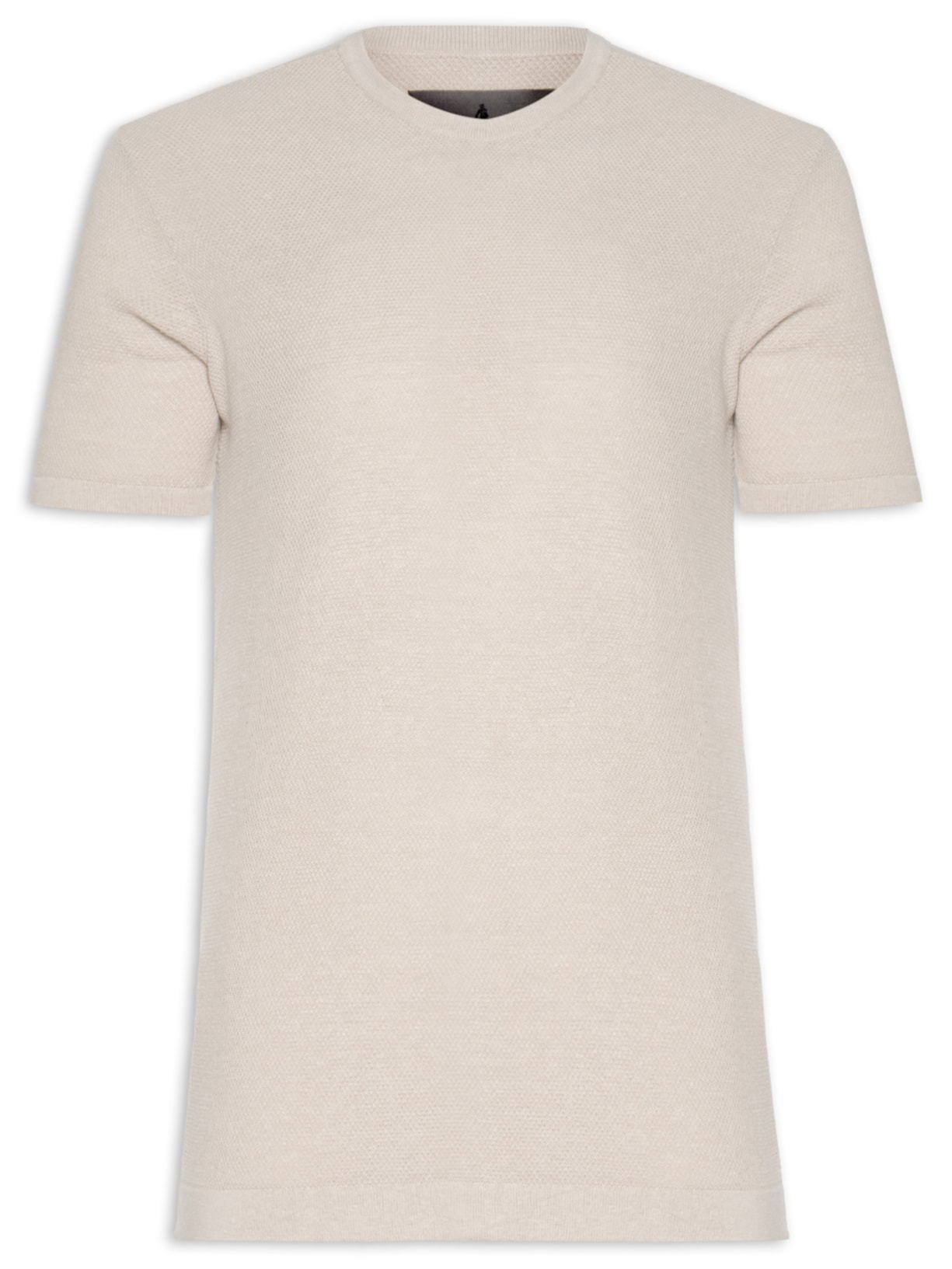 Camiseta Masculina Tricot Pin Point Manga Curta - Bege