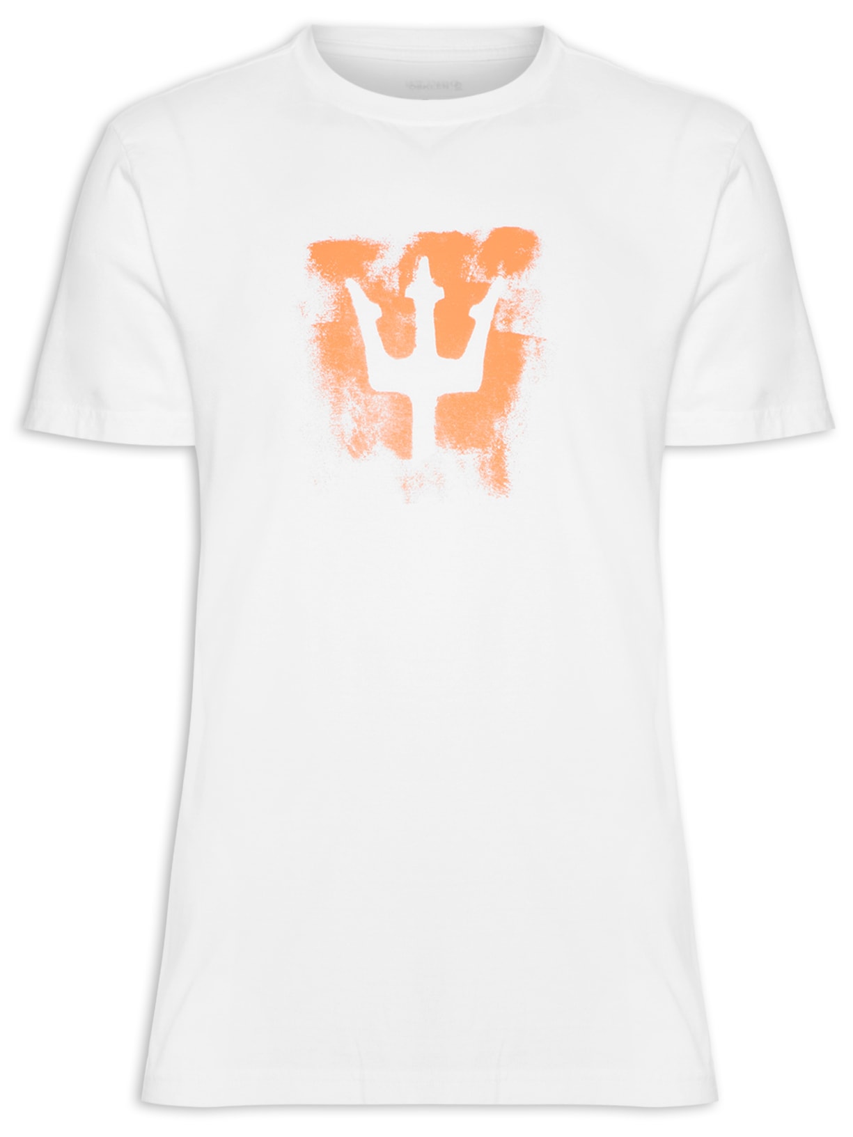 Camiseta Masculina Tridente Brush Manga Curta - Branco