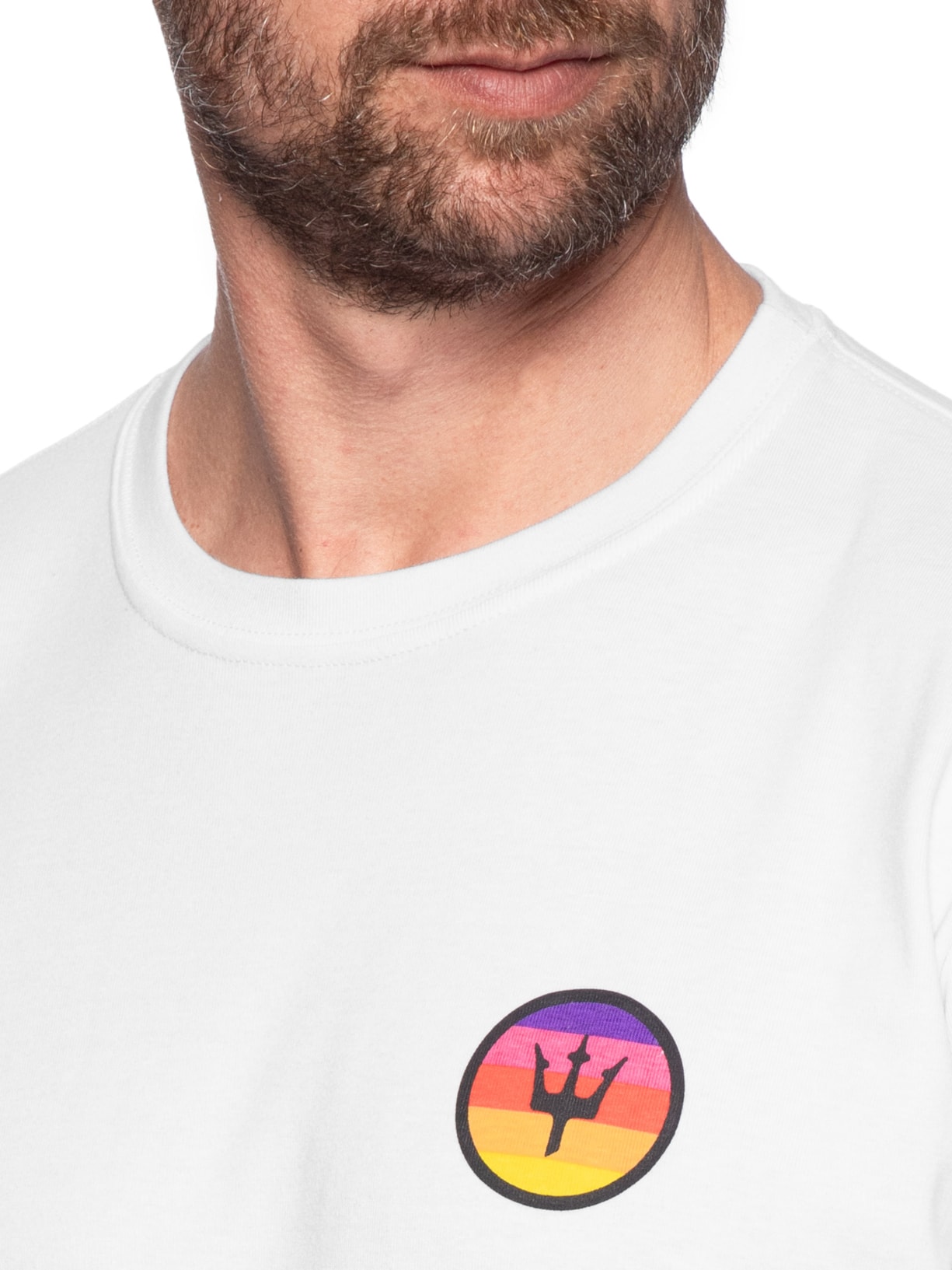 Camiseta Masculina Tridente Sunset Manga Curta Branco Osklen