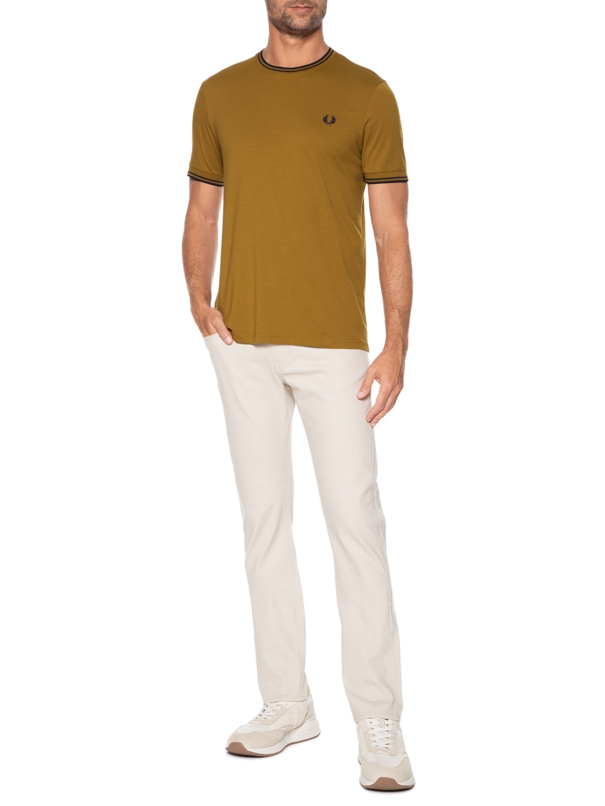 Camiseta Masculina Twin Tipped Amarelo Fred Perry