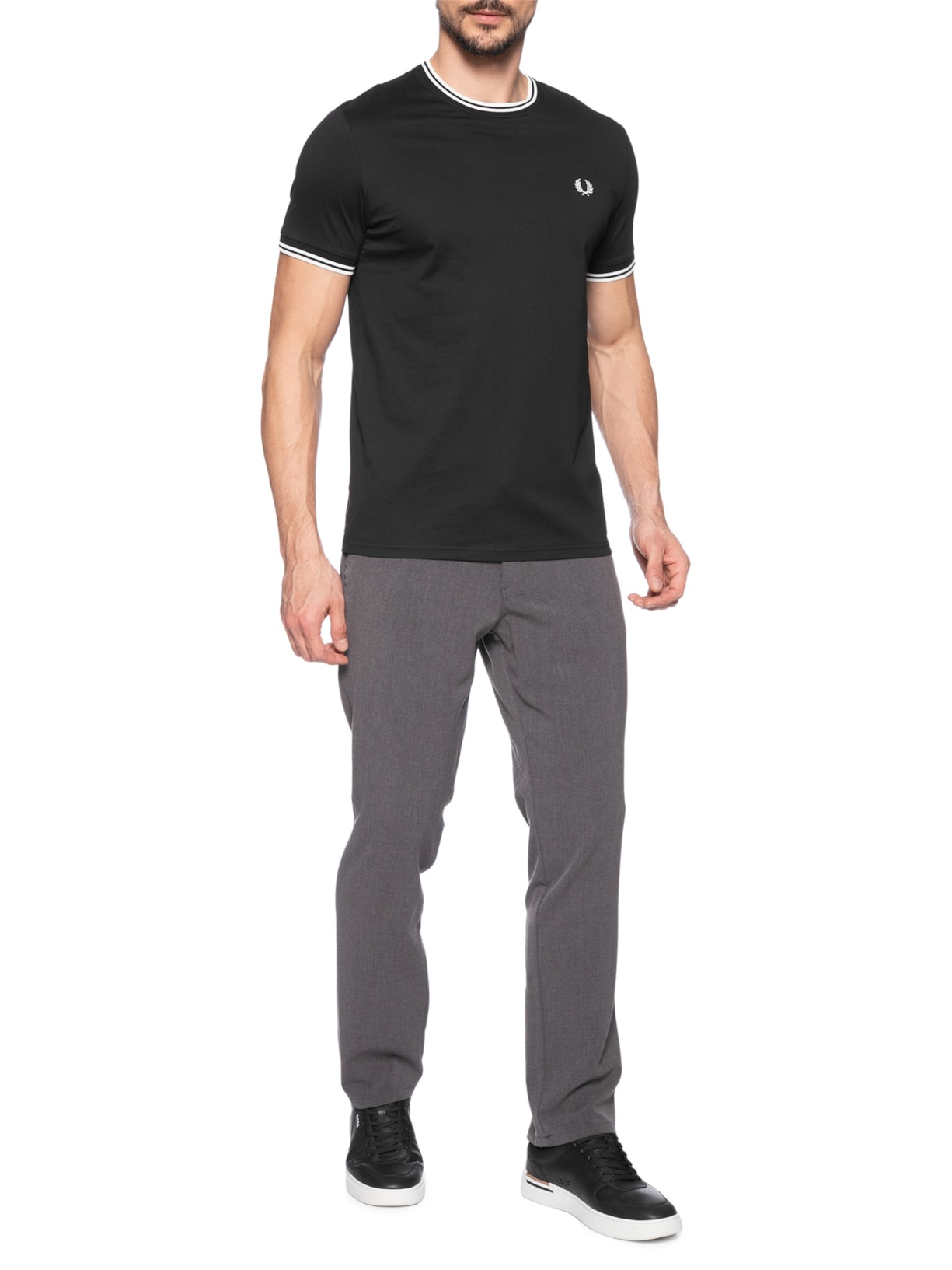 Camiseta Masculina Twin Tipped Preto Fred Perry