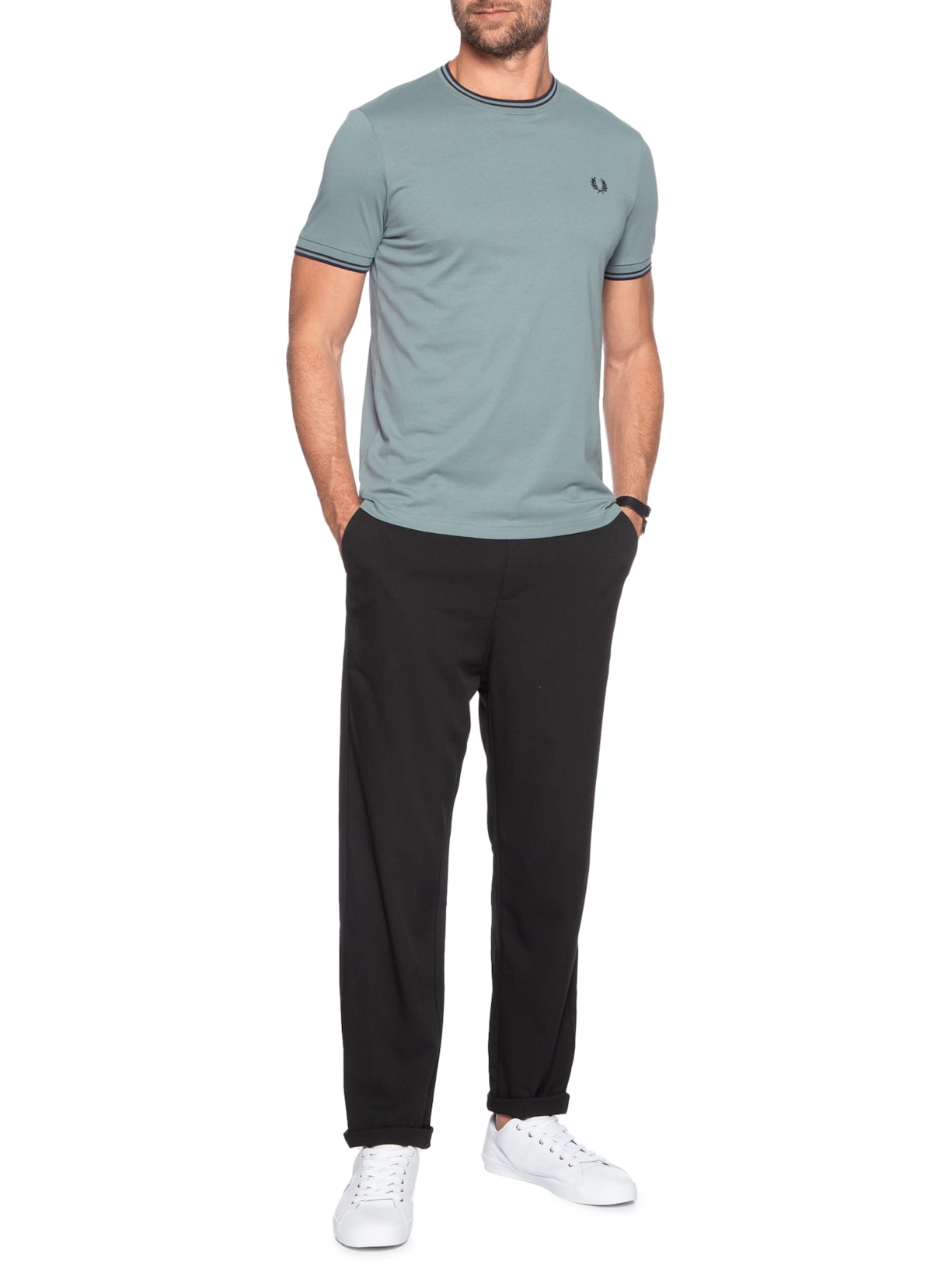 Camiseta Masculina Twin Tipped Regular Fit Azul Fred Perry