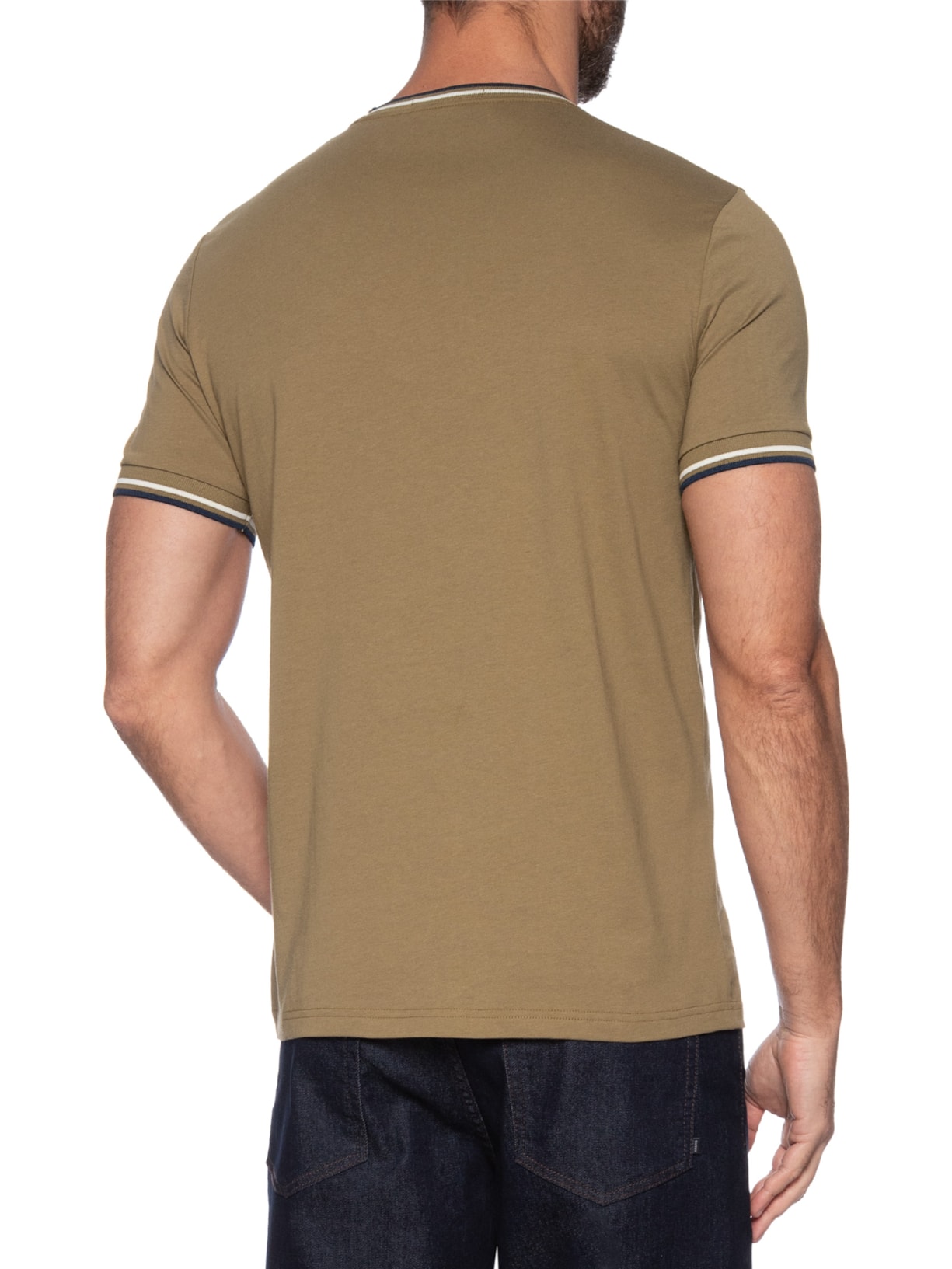 Camiseta Masculina Twin Tipped Regular Fit Bege Fred Perry