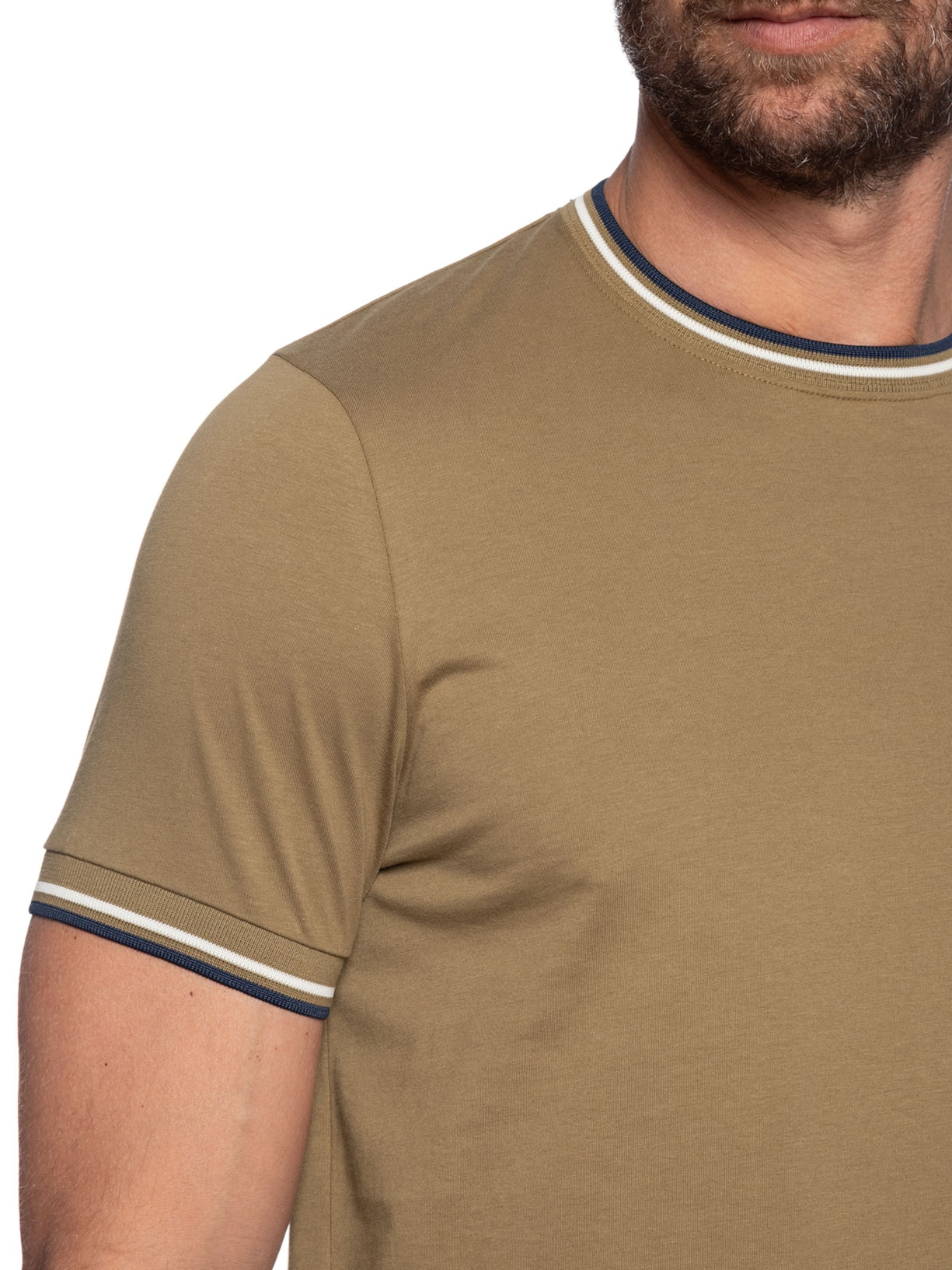 Camiseta Masculina Twin Tipped Regular Fit Bege Fred Perry