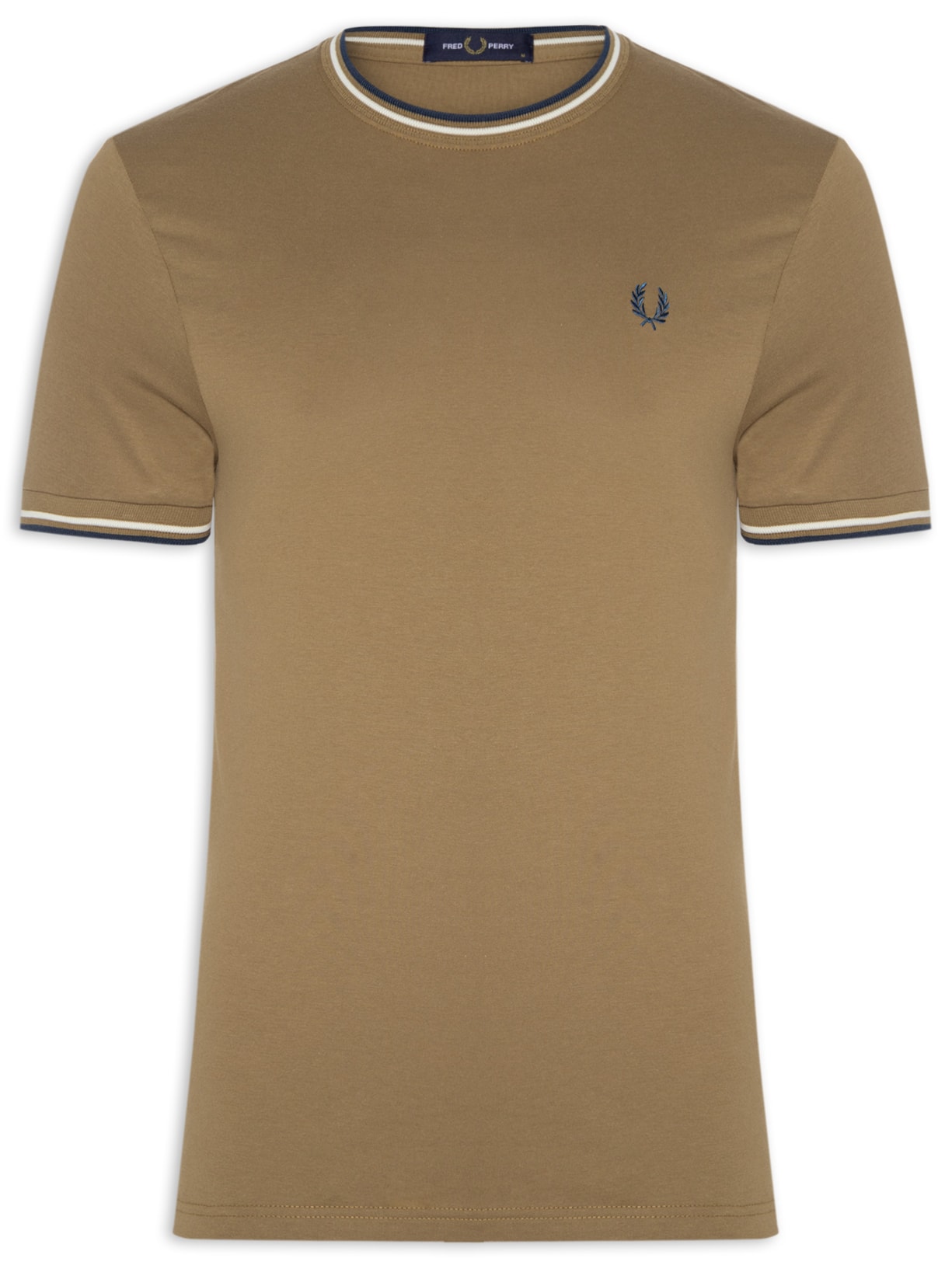 Camiseta Masculina Twin Tipped Regular Fit Bege Fred Perry