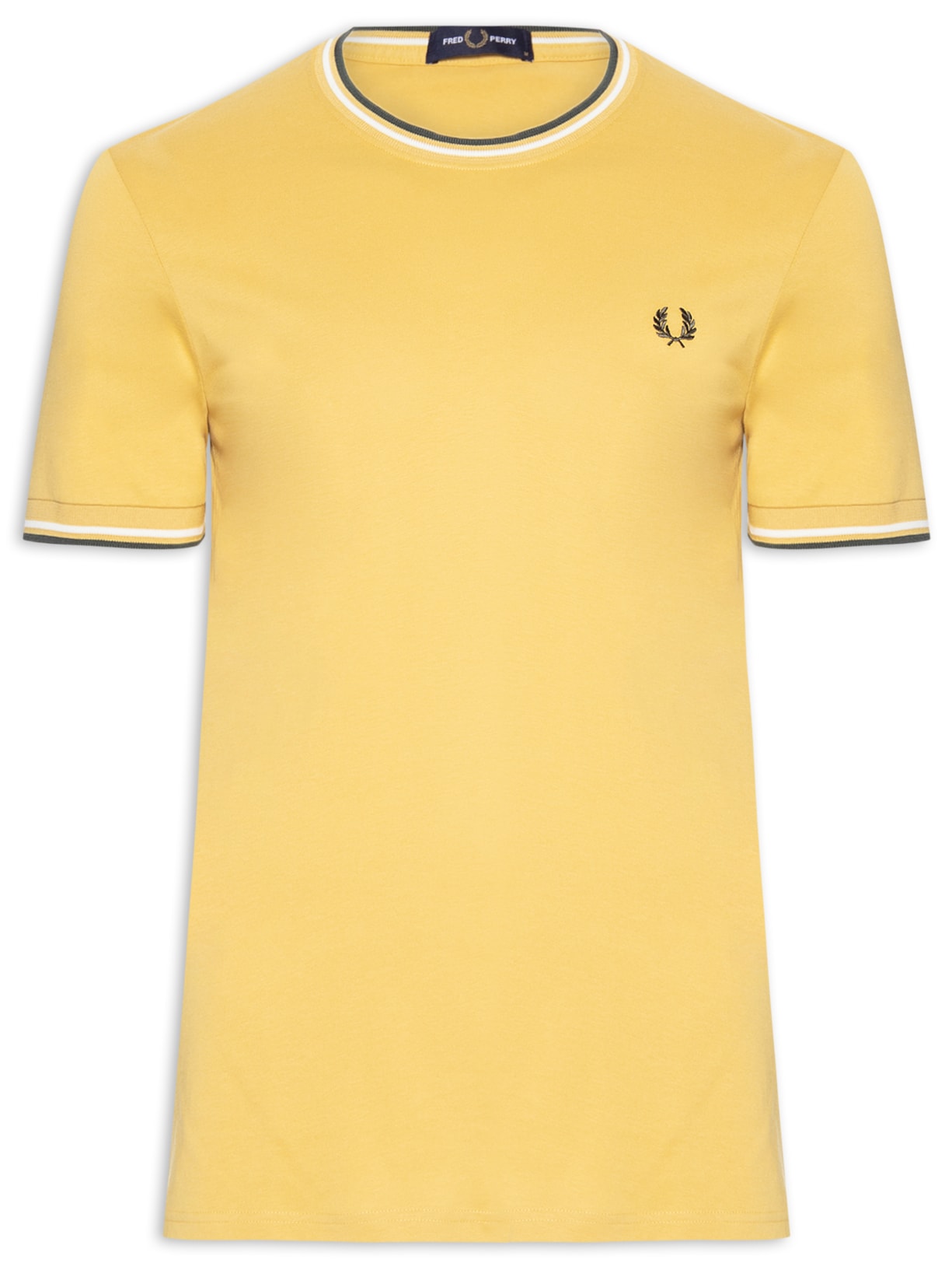 Camiseta Masculina Twin Tipped Regular Fit Em Algodão - Amarelo