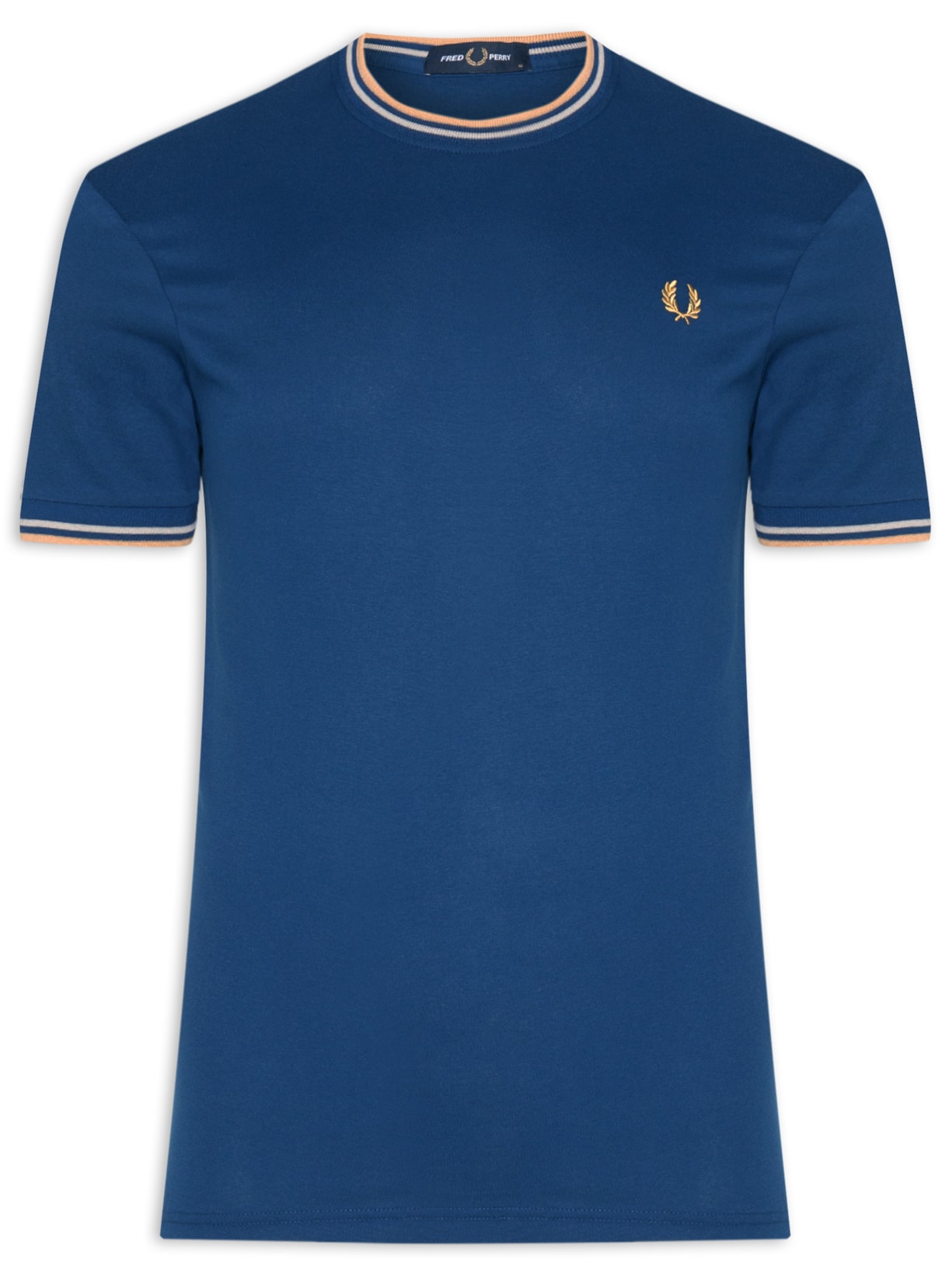 Camiseta Masculina Twin Tipped Regular Fit em Algodão - Azul