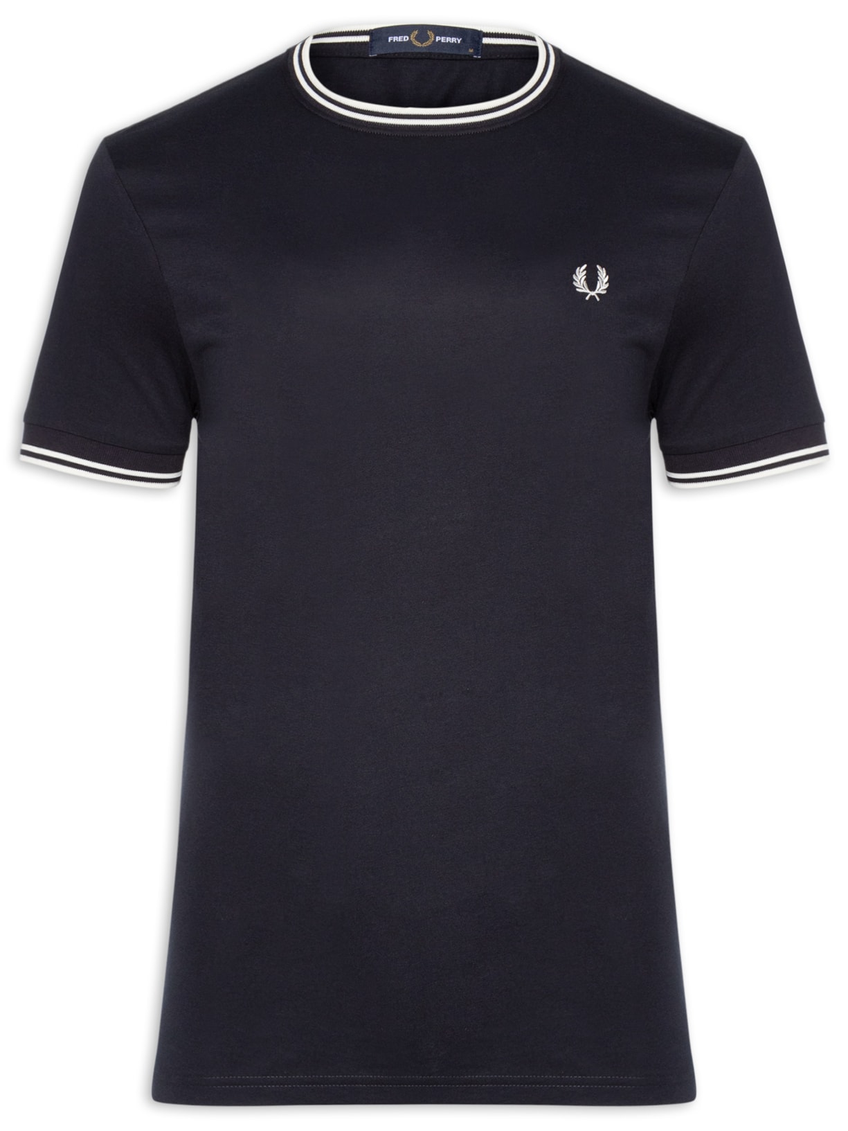Camiseta Masculina Twin Tipped Regular Fit Em Algodão Azul Fred Perry