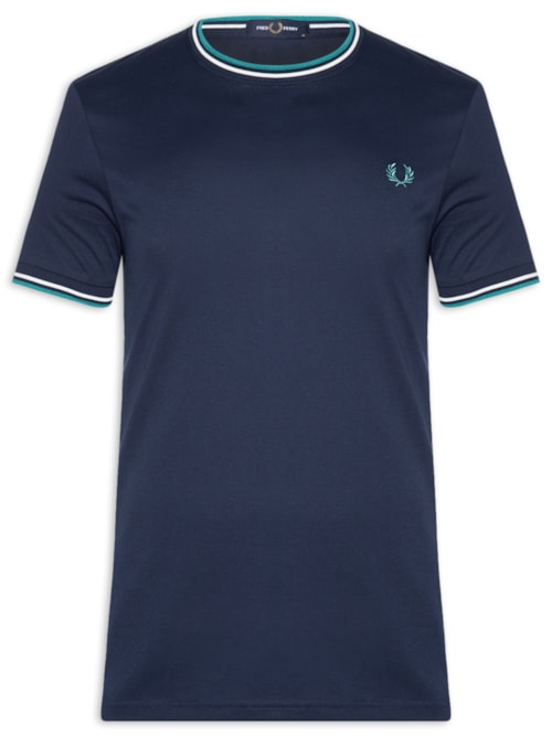 Camiseta Masculina Twin Tipped Regular Fit Em Algodão - Azul