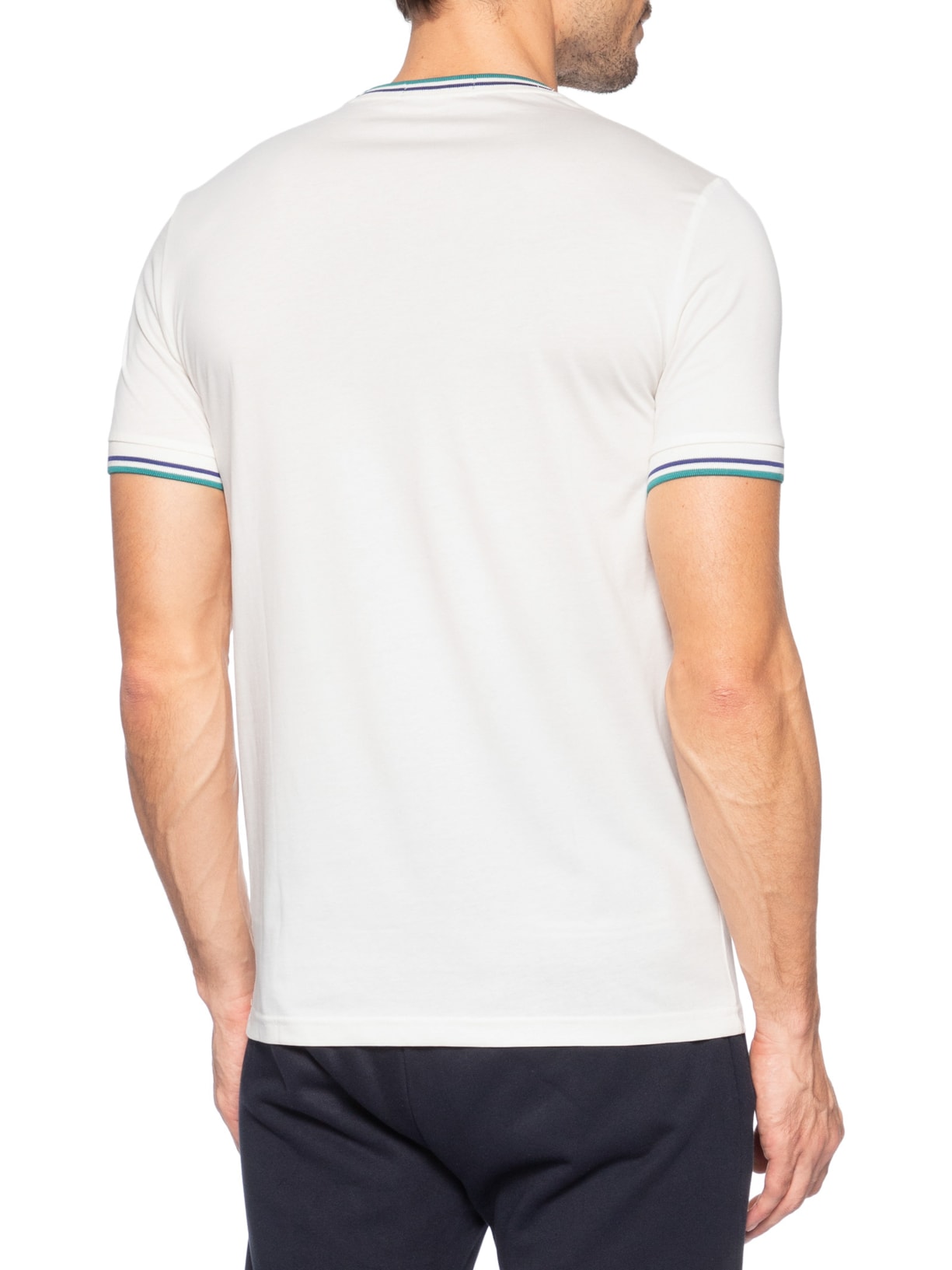 Camiseta Masculina Twin Tipped Regular Fit Em Algodão Branco Fred Perry