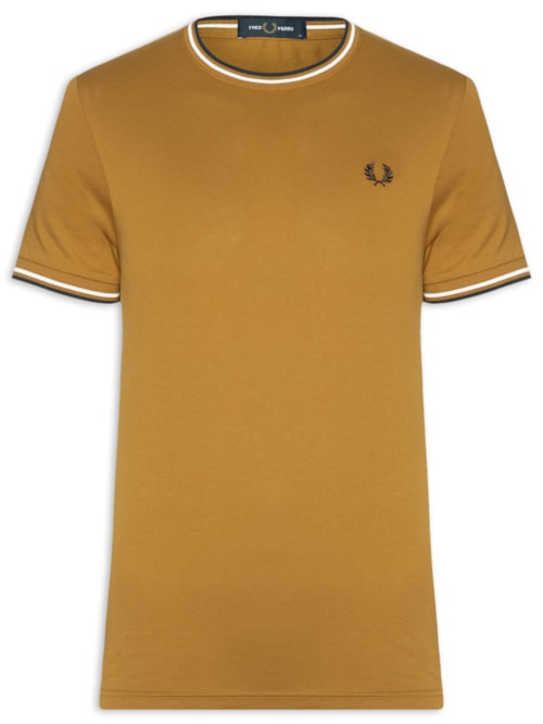 Camiseta Masculina Twin Tipped Regular Fit Em Algodão - Marrom