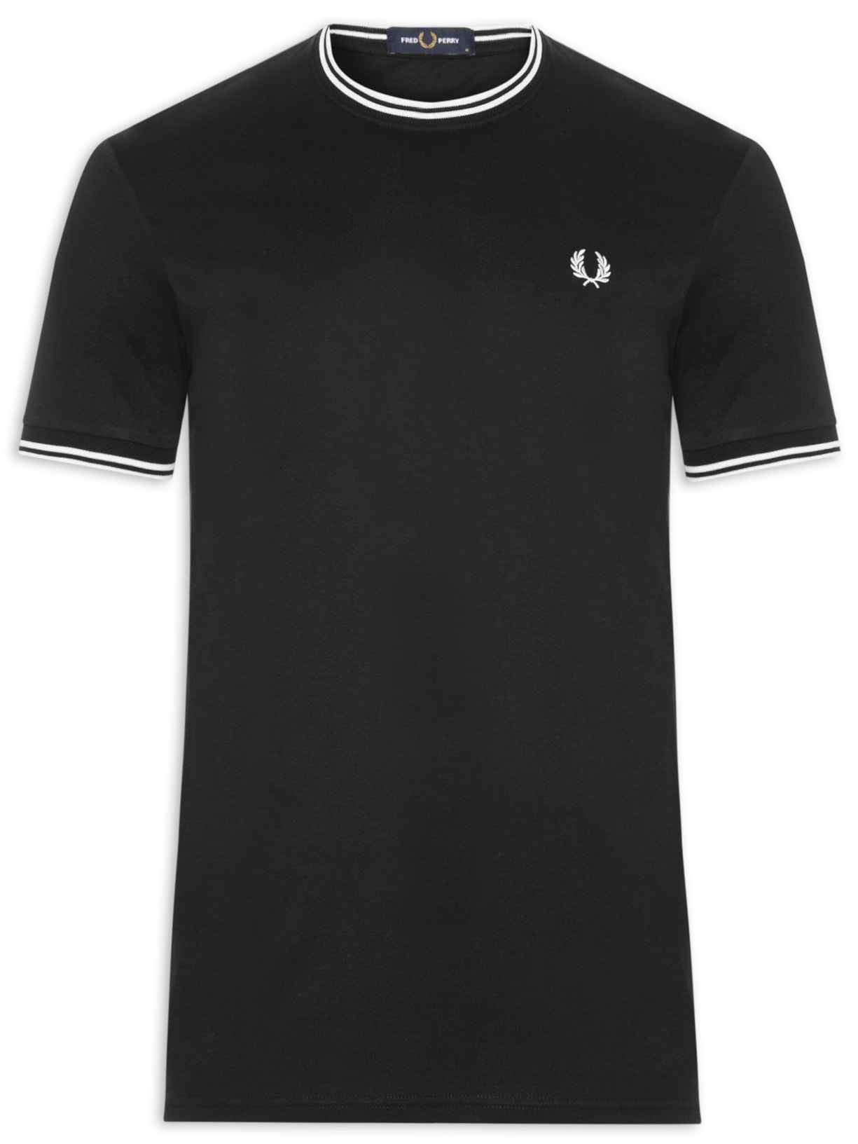 Camiseta Masculina Twin Tipped Regular fit em Algodão Preto Fred Perry
