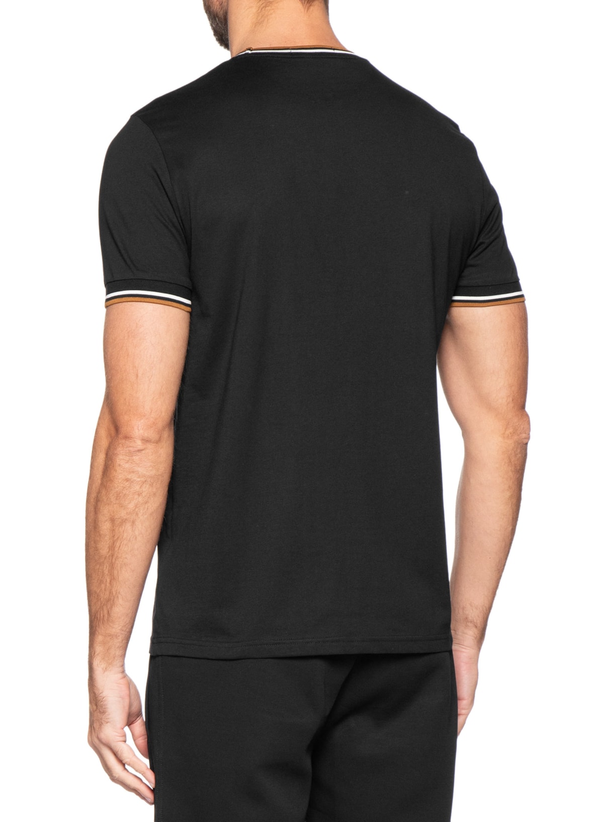 Camiseta Masculina Twin Tipped Regular Fit Em Algodão Preto Fred Perry