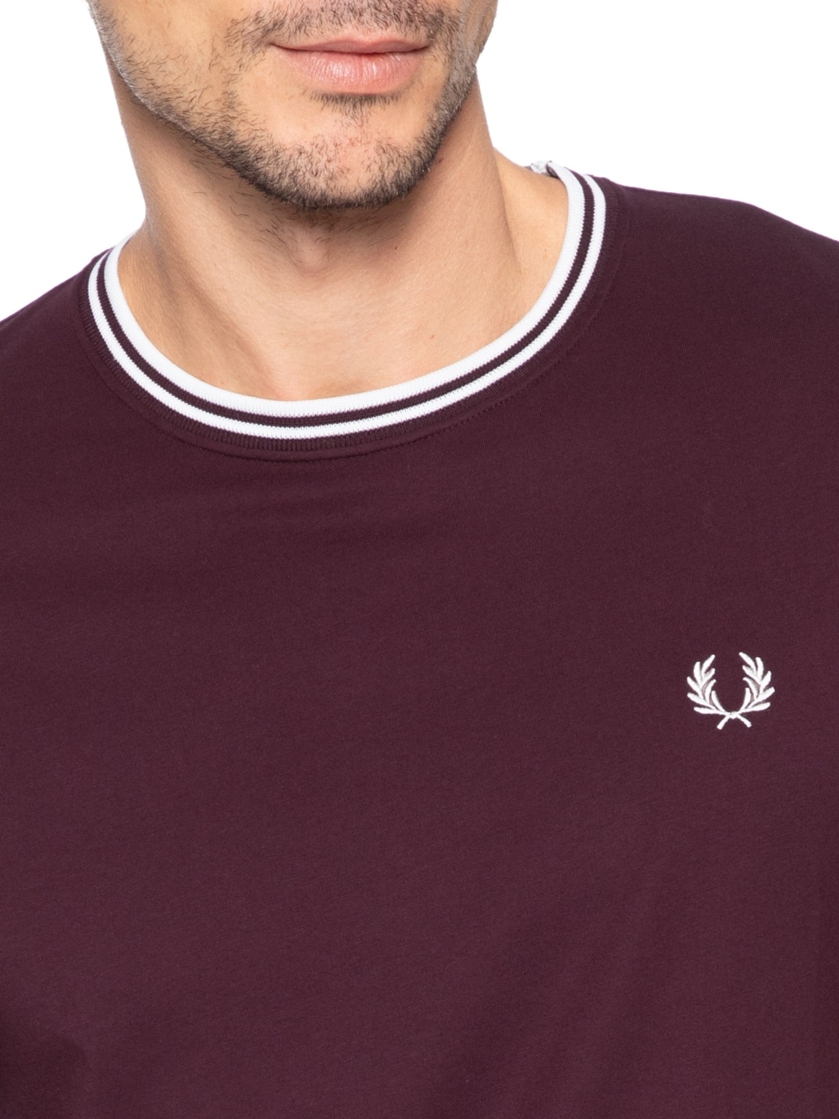 Camiseta Masculina Twin Tipped Regular Fit Em Algodão Vermelho Fred Perry