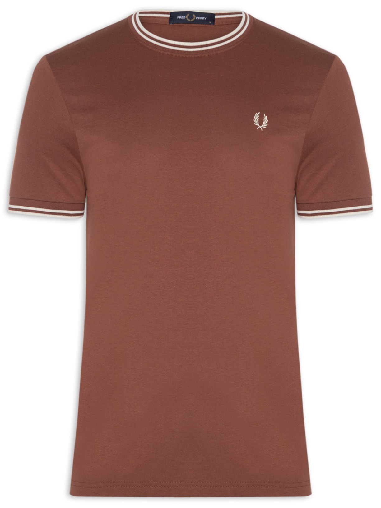 Camiseta Masculina Twin Tipped Regular Fit Marrom Fred Perry