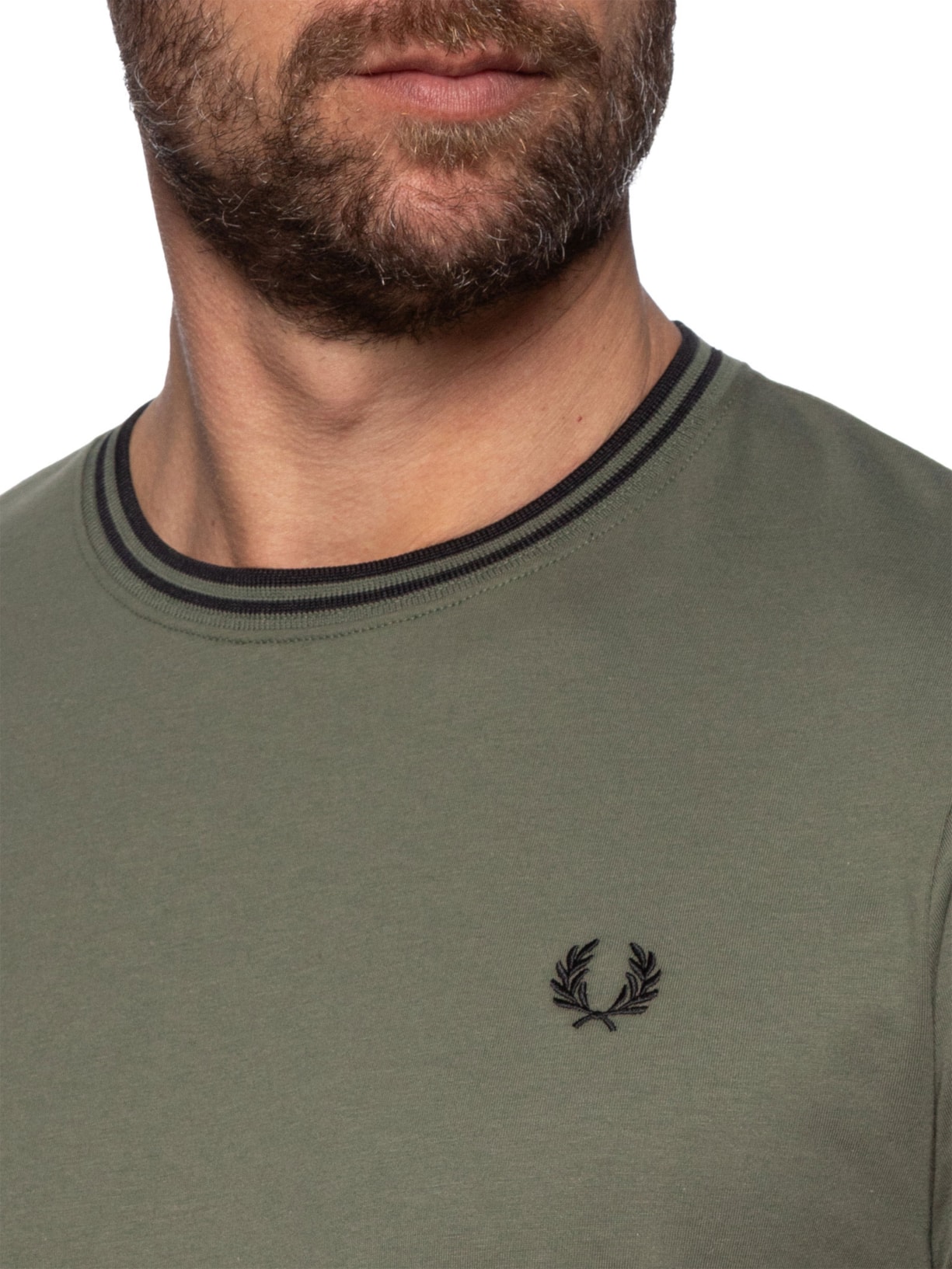 Camiseta Masculina Twin Tipped Regular Fit Verde Fred Perry