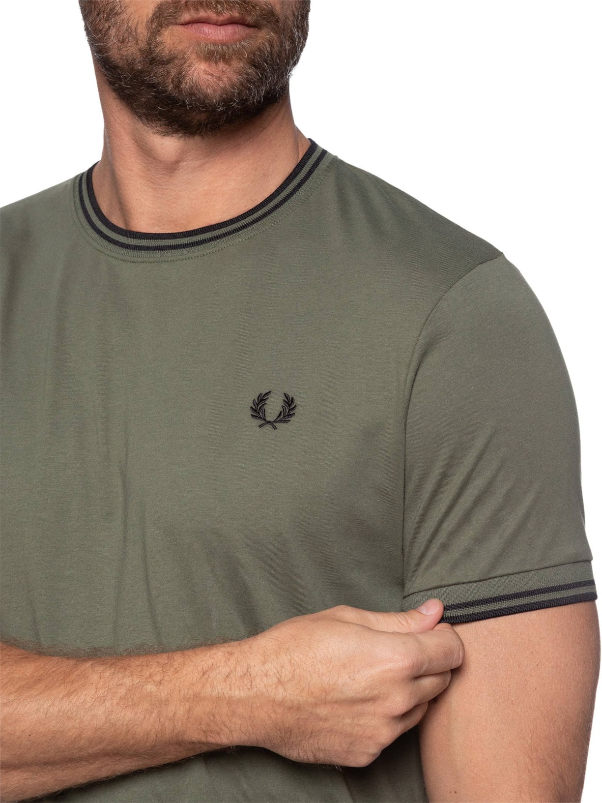 Camiseta Masculina Twin Tipped Regular Fit Verde Fred Perry