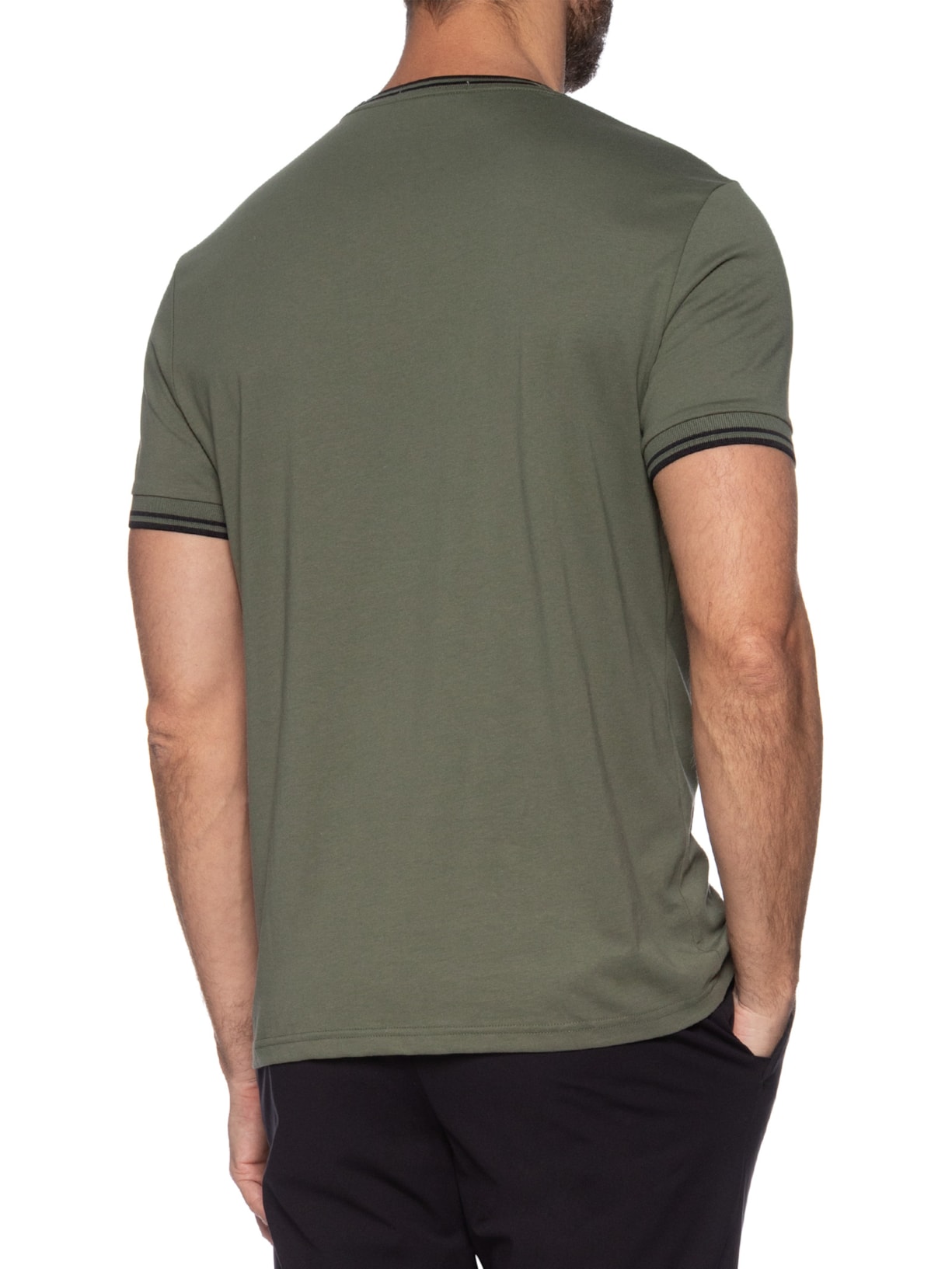 Camiseta Masculina Twin Tipped Regular Fit Verde Fred Perry