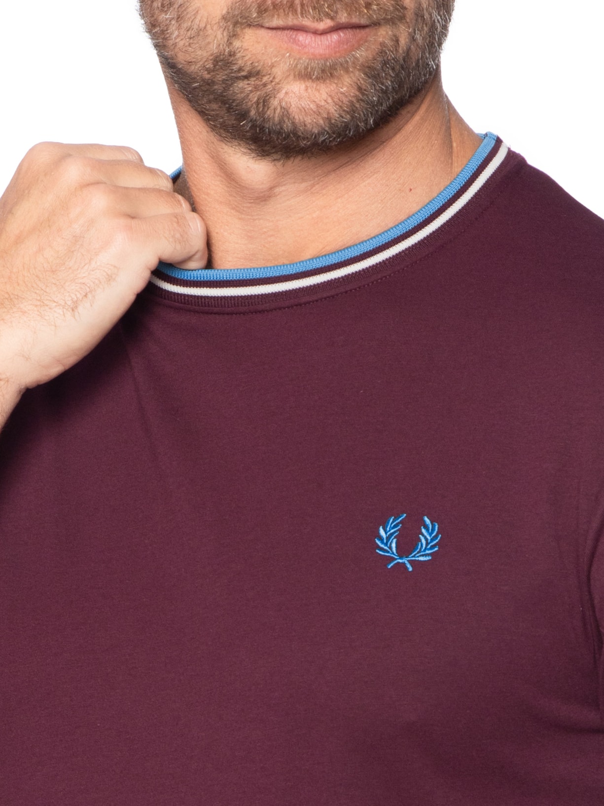 Camiseta Masculina Twin Tipped Regular Fit Vermelho Fred Perry