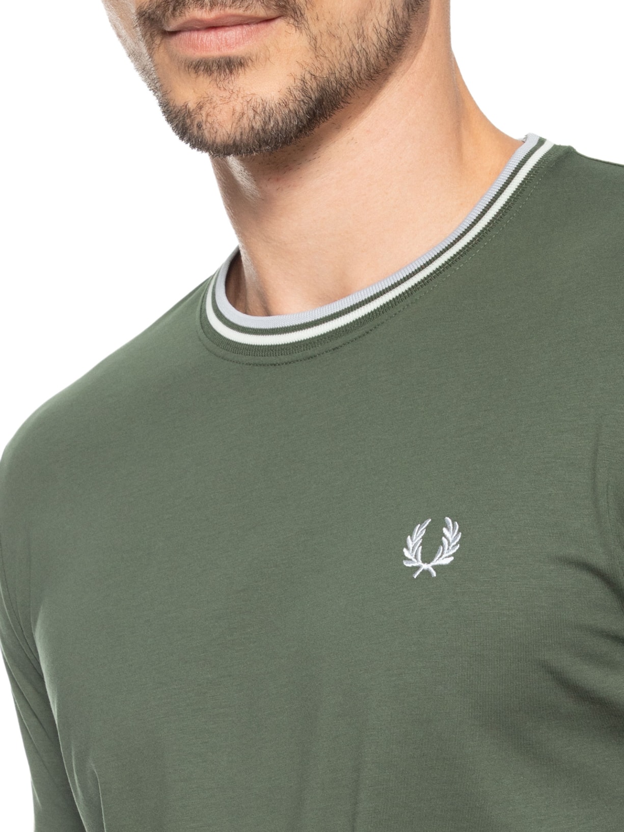 Camiseta Masculina Twin Tipped Verde Fred Perry