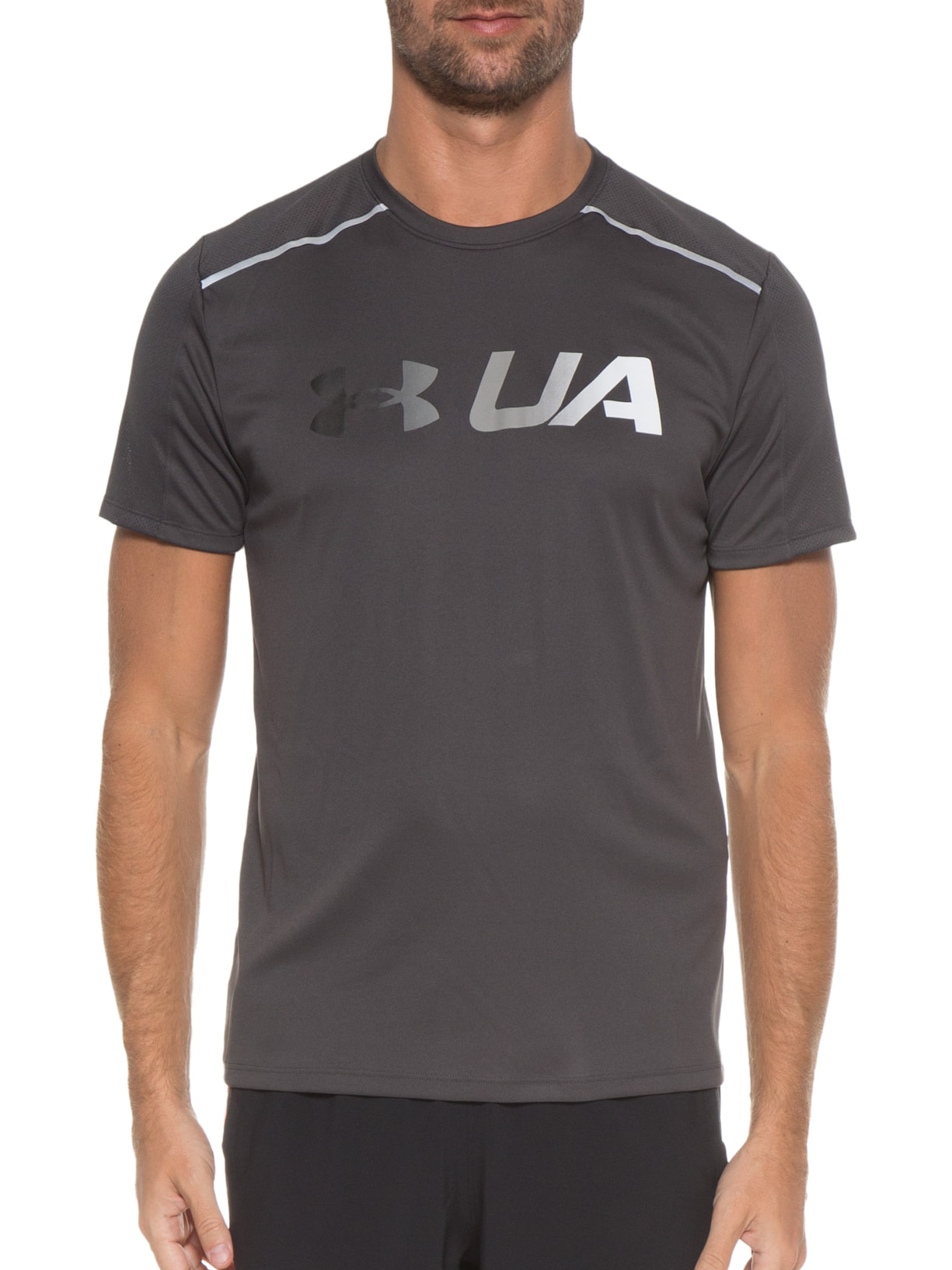 Camiseta Masculina Ua Run Graphic Print Fill Ss Cinza Under Armour