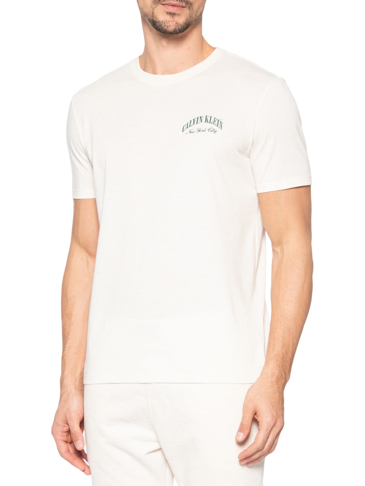 Camiseta Masculina Underwear Meia Malha Linho Heritage Bege Calvin Klein Underwear