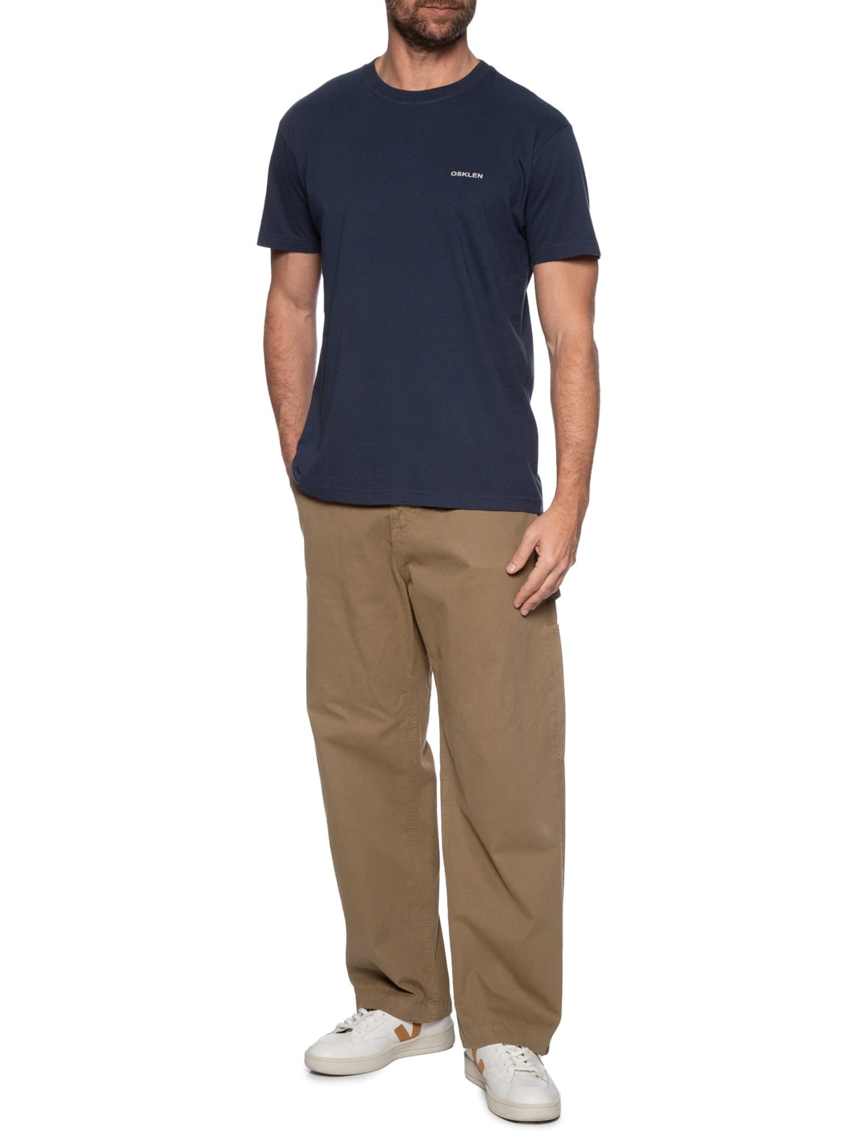 Camiseta Masculina Vintage Antique Manga Curta Azul Osklen