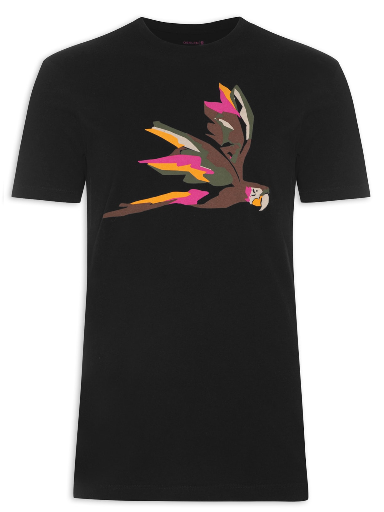 Camiseta Masculina Vintage Arara Recortes Preto Osklen
