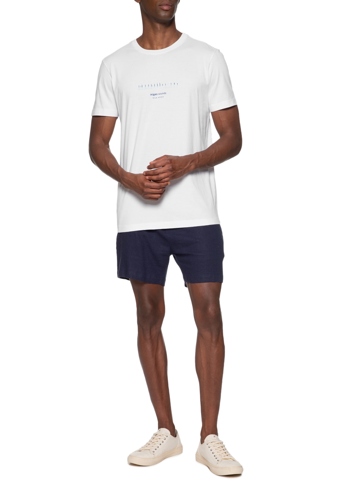 Camiseta Masculina Vintage Blue Whale Manga Curta Off White Osklen