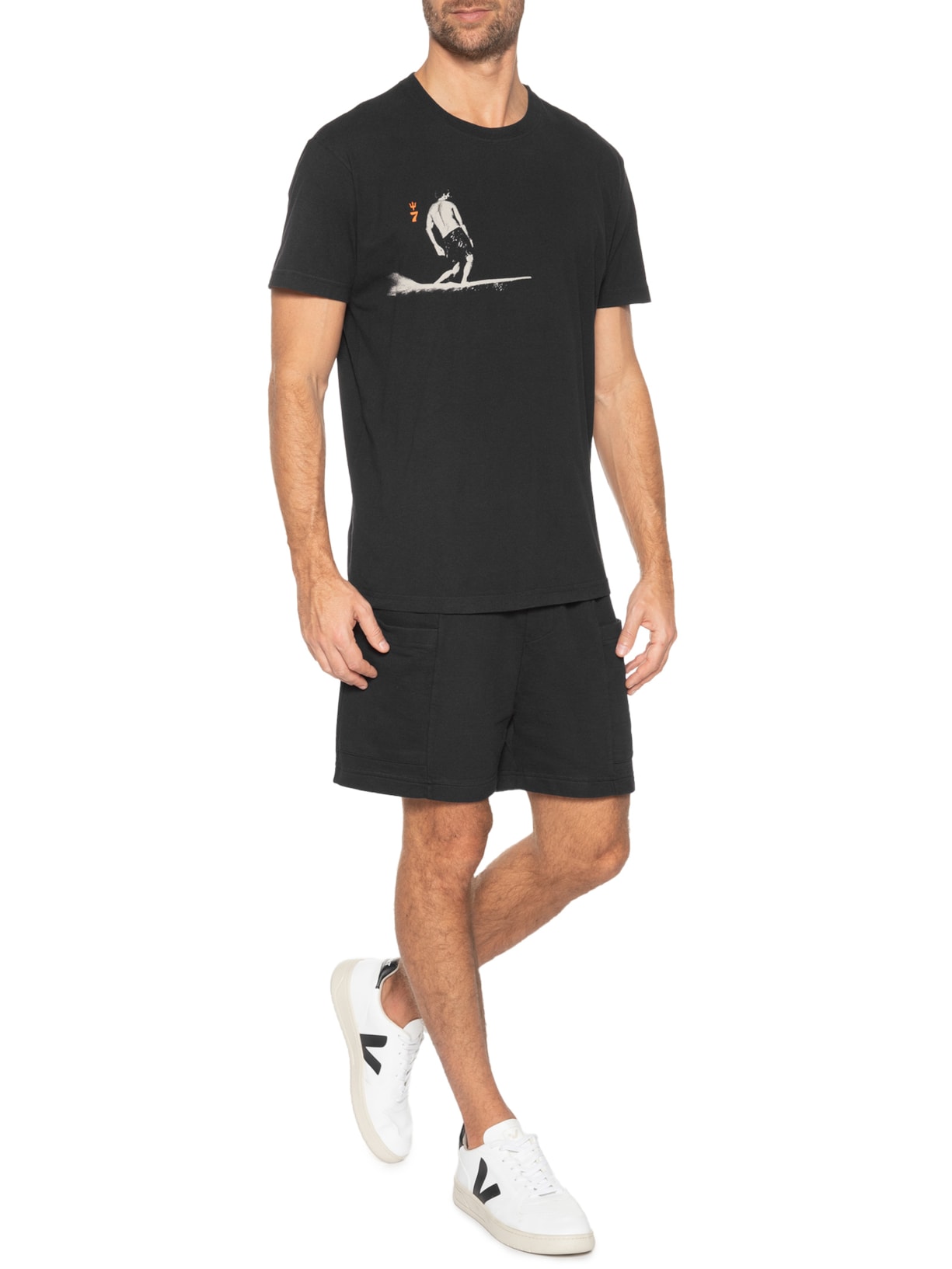 Camiseta Masculina Vintage Bottom Turn Preto Osklen