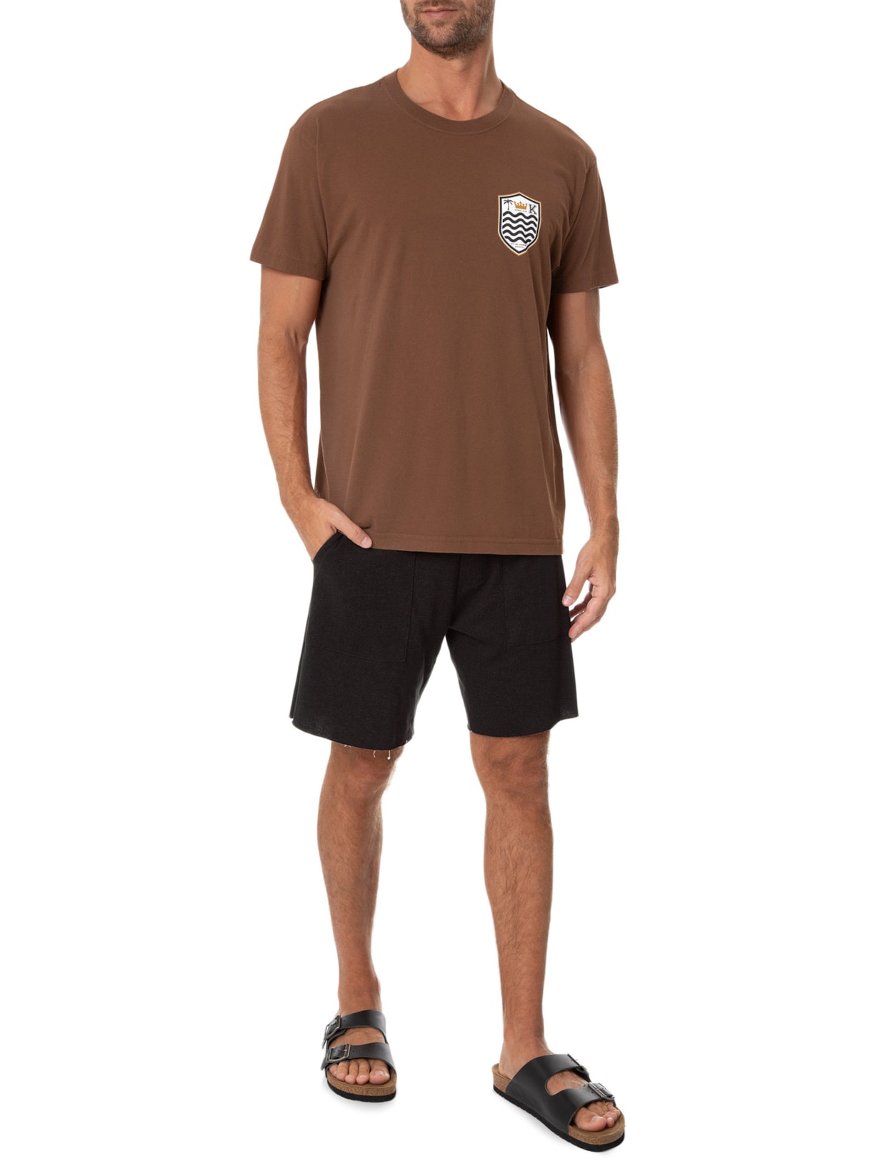 Camiseta Masculina Vintage Brasão Marrom Osklen