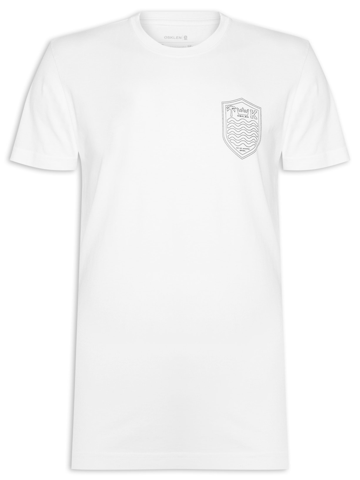 Camiseta Masculina Vintage Brasão Traco Manga Curta - Branco