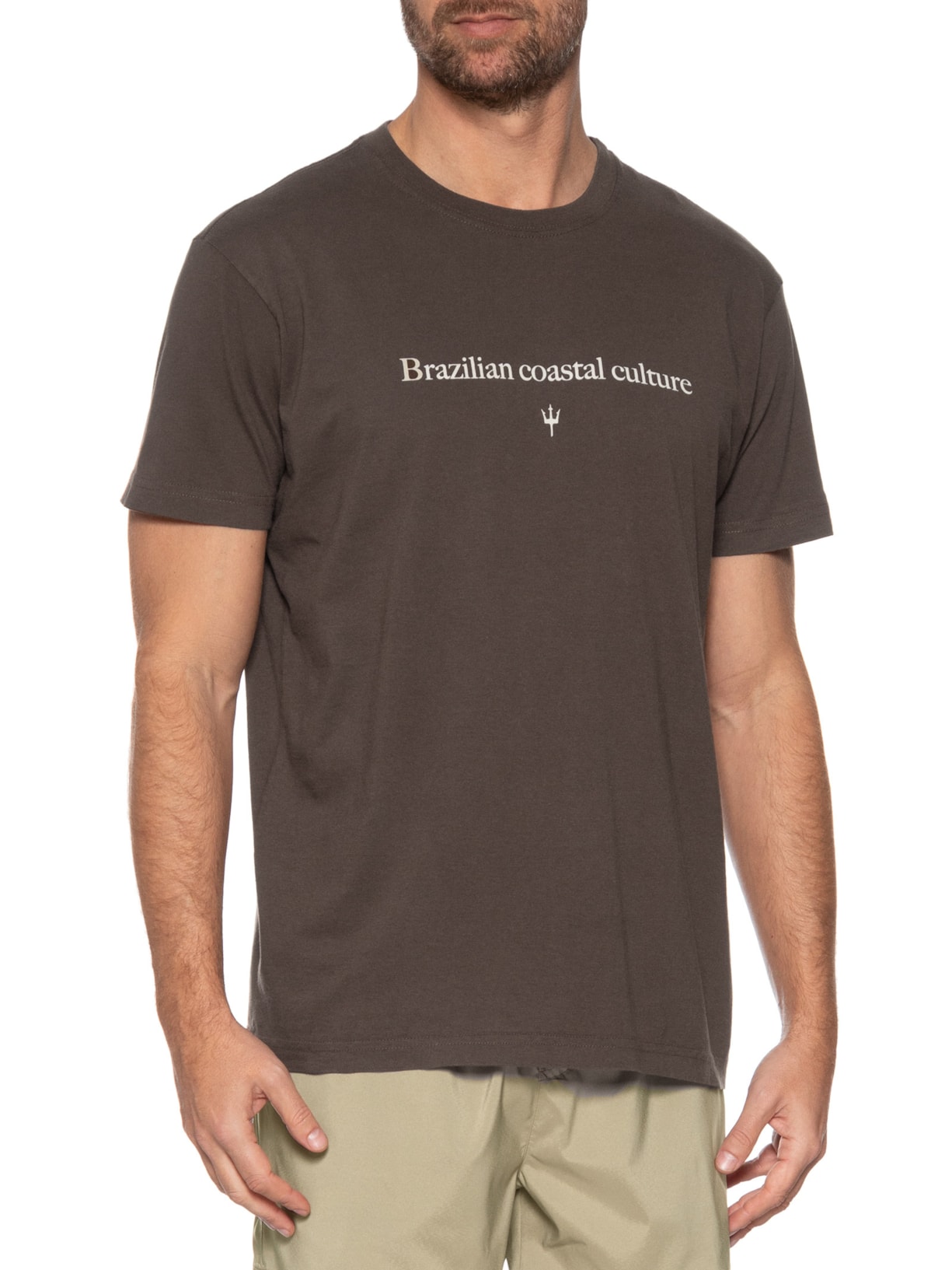 Camiseta Masculina Vintage Brazilian Coastal Manga Curta Marrom Osklen