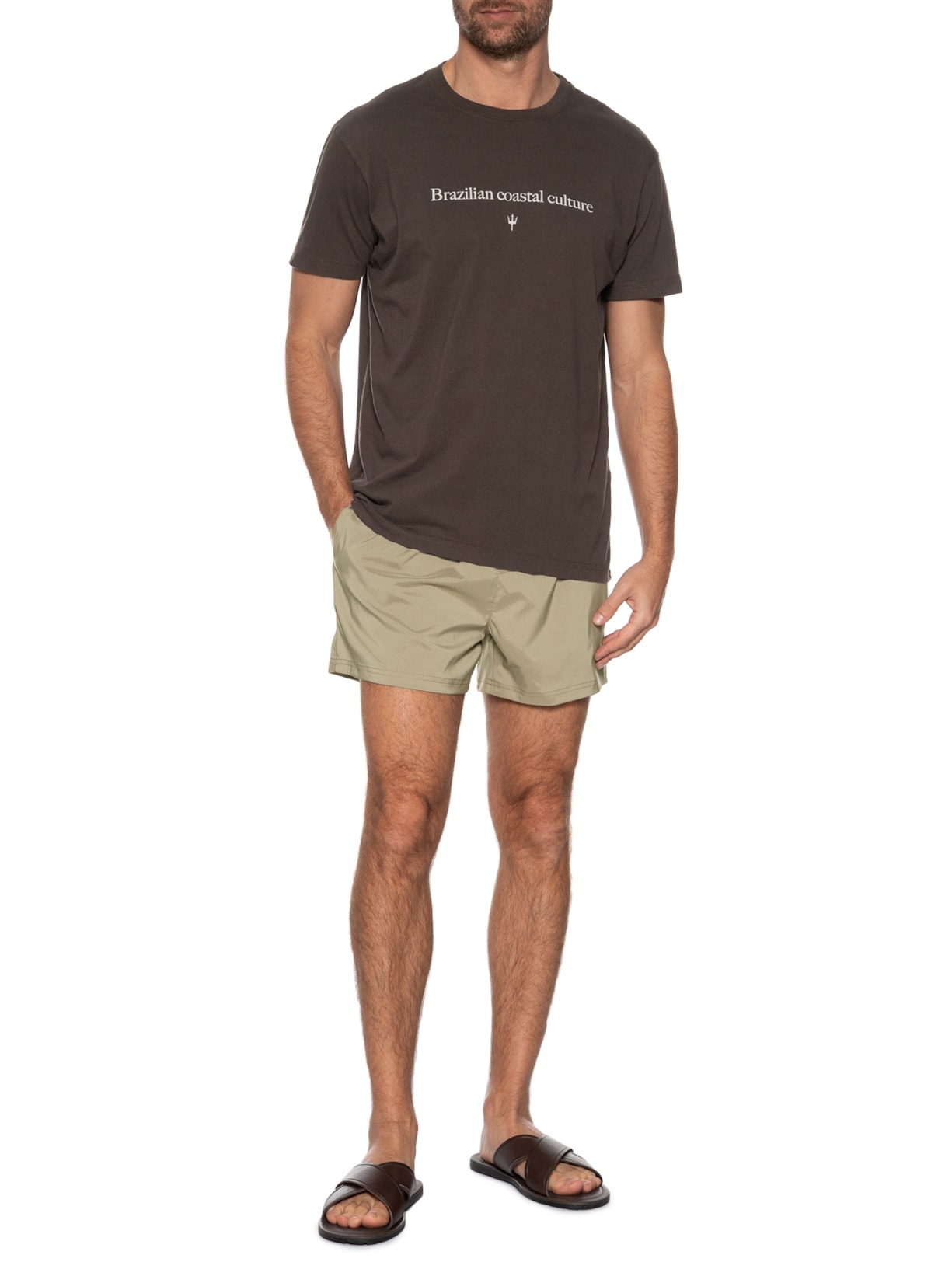 Camiseta Masculina Vintage Brazilian Coastal Manga Curta Marrom Osklen