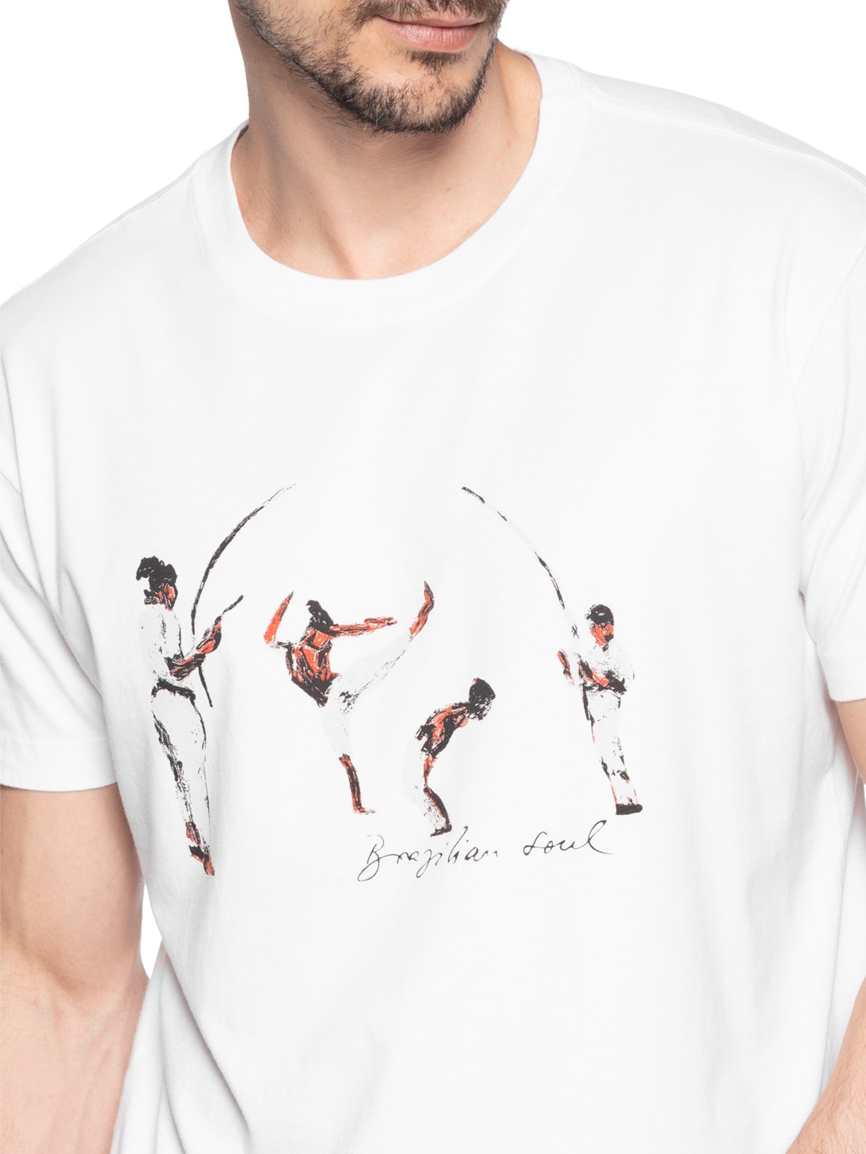 Camiseta Masculina Vintage Capoeira Manga Curta Branco Osklen