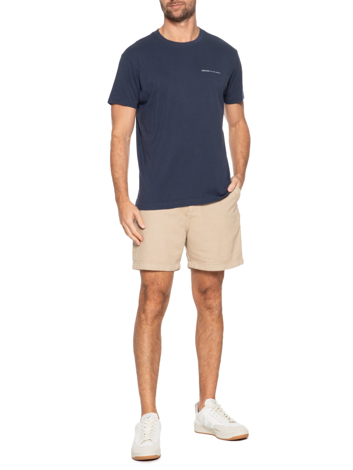 Camiseta Masculina Vintage Coqueiros Analógicos Manga Curta Azul Osklen