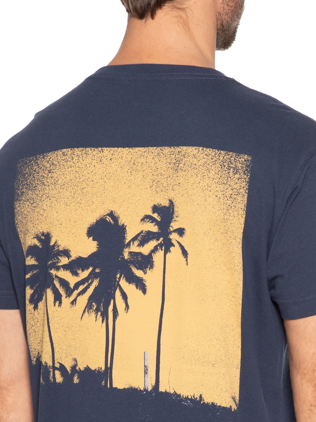 Camiseta Masculina Vintage Coqueiros Analógicos Manga Curta Azul Osklen